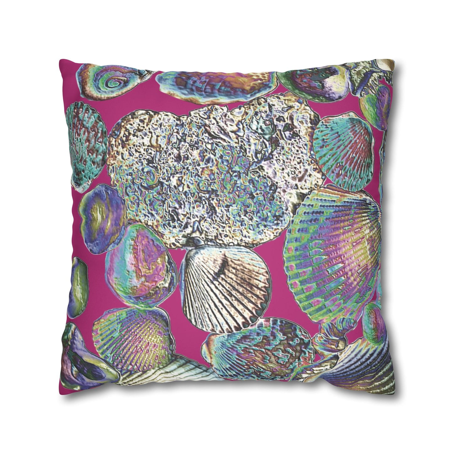 Faux Suede Square Pillowcase - Heatwave Seashell Collection, Pink