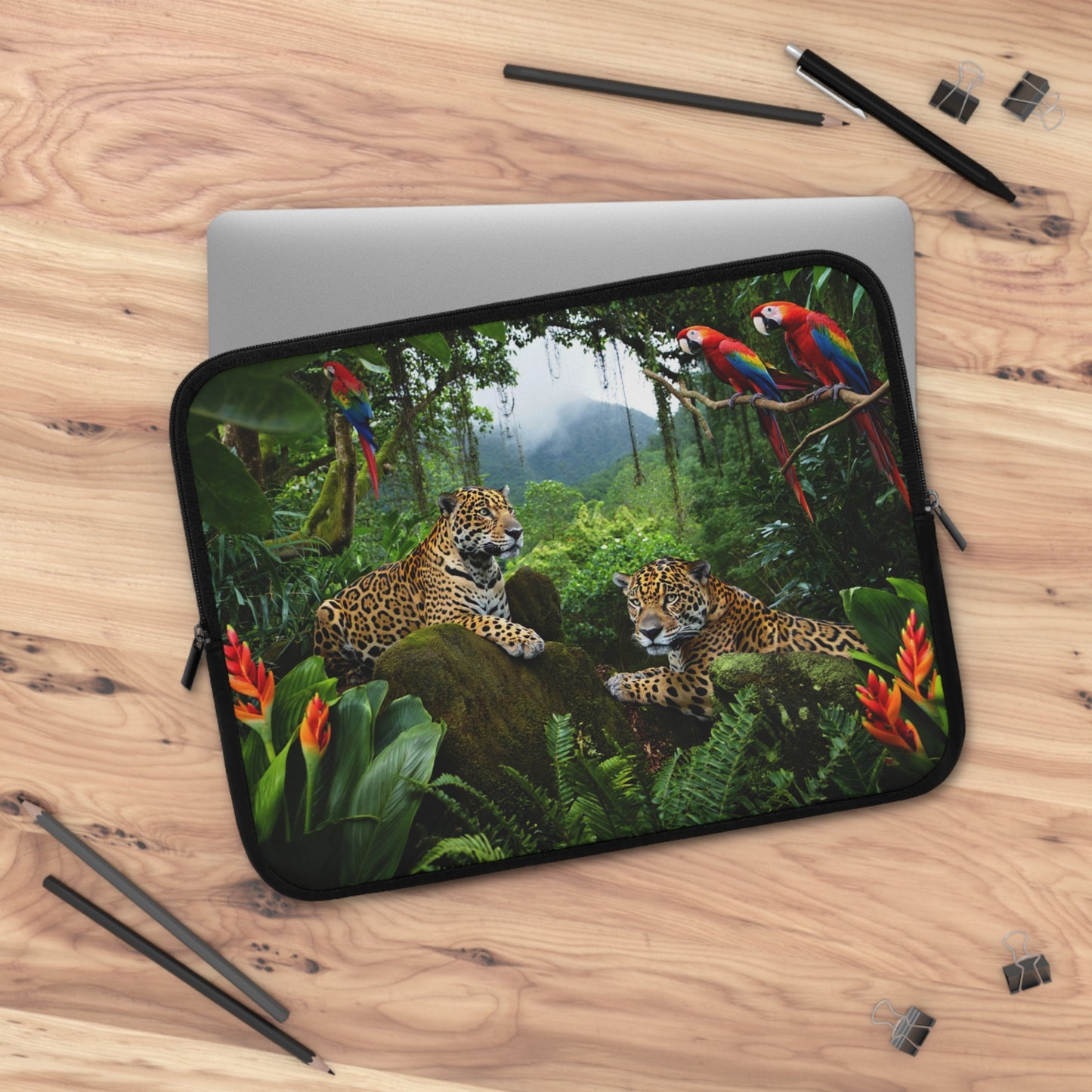 Tropical Laptop Sleeve, 5 Sizes - Perfect for Rainforest Lovers & Students / Jaguars at Rest