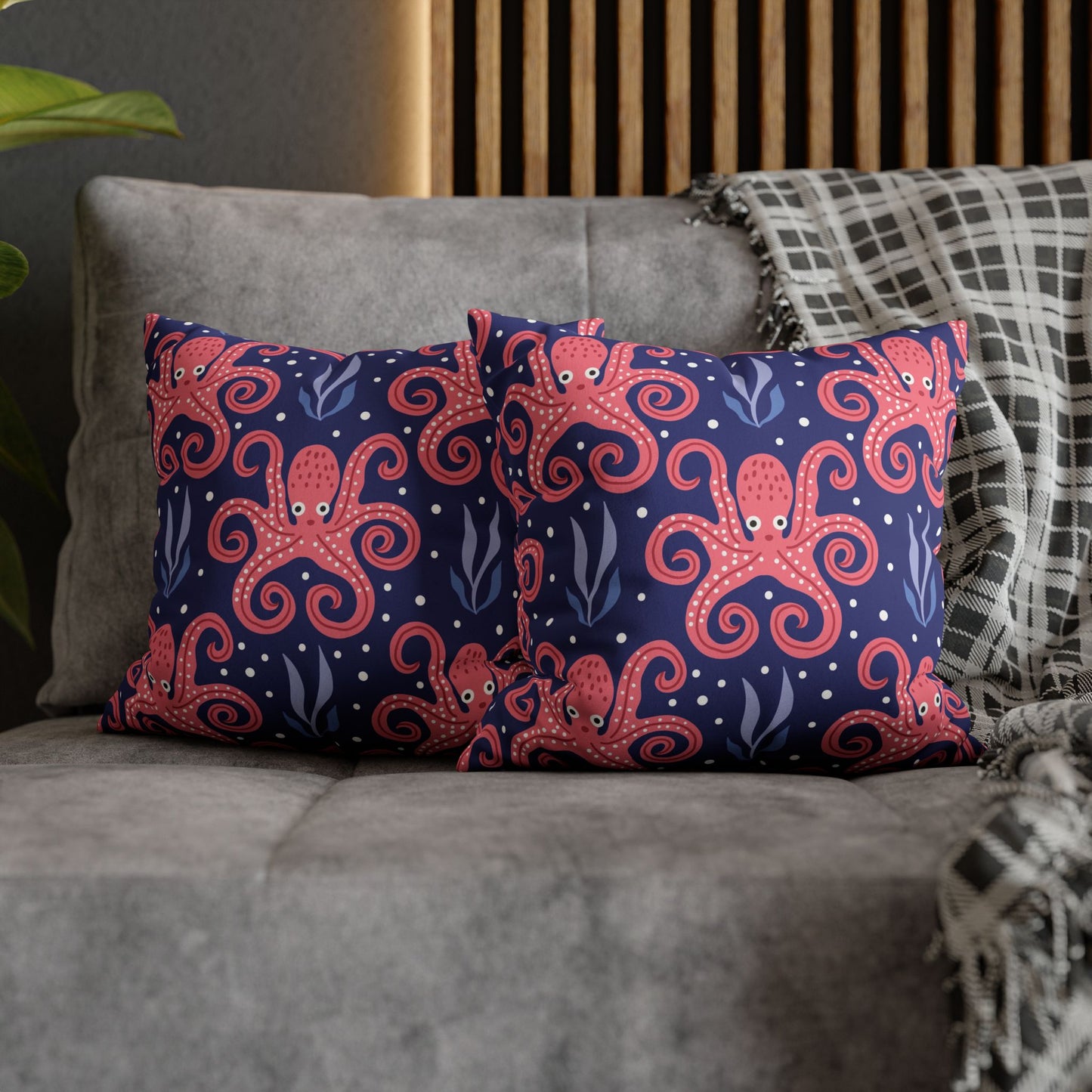 Faux Suede Square Pillowcase - Twisted Tentacle Octopus