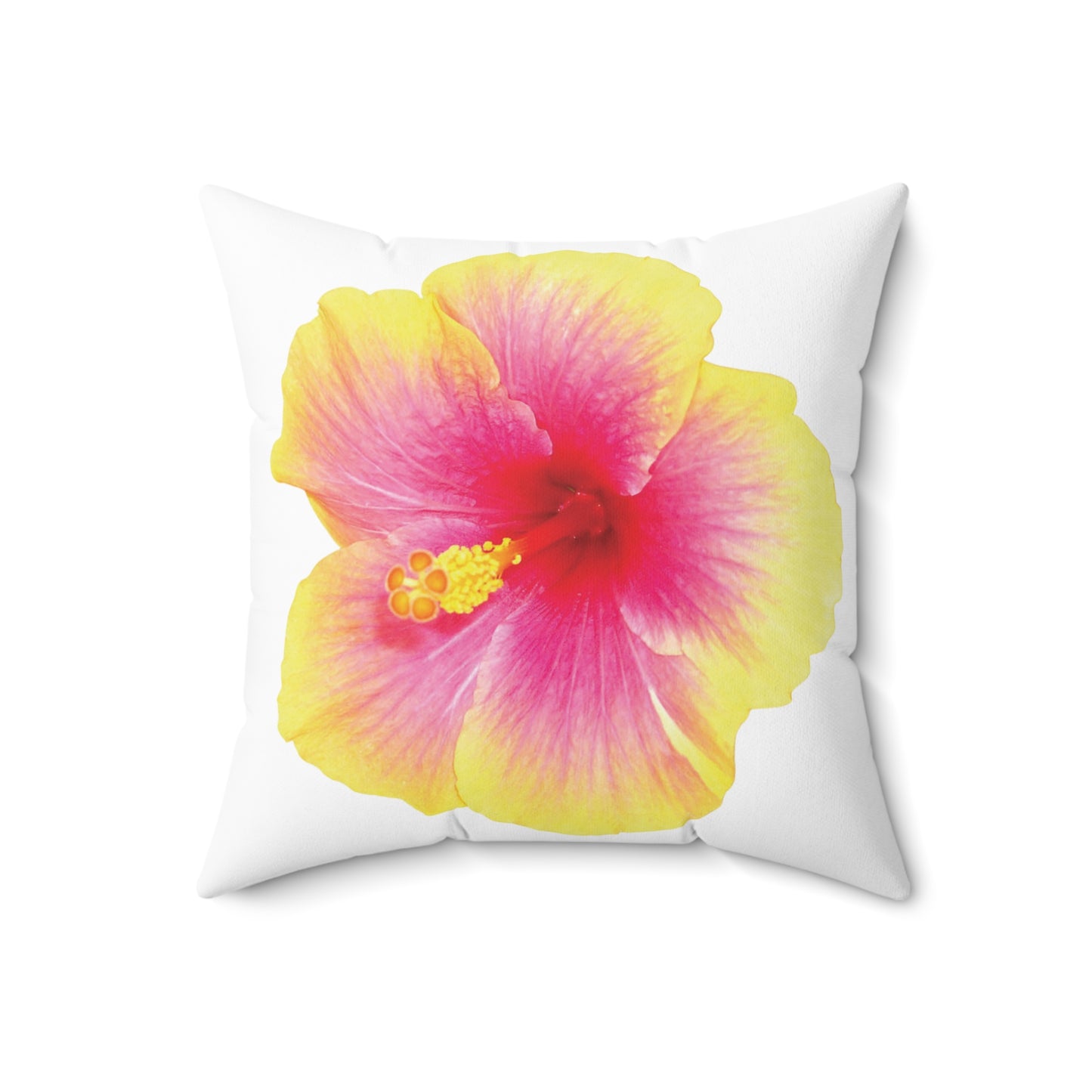 Decorative Pillow - Accent Cushion, 4 Sizes / Photo Yellow Hibiscus, White
