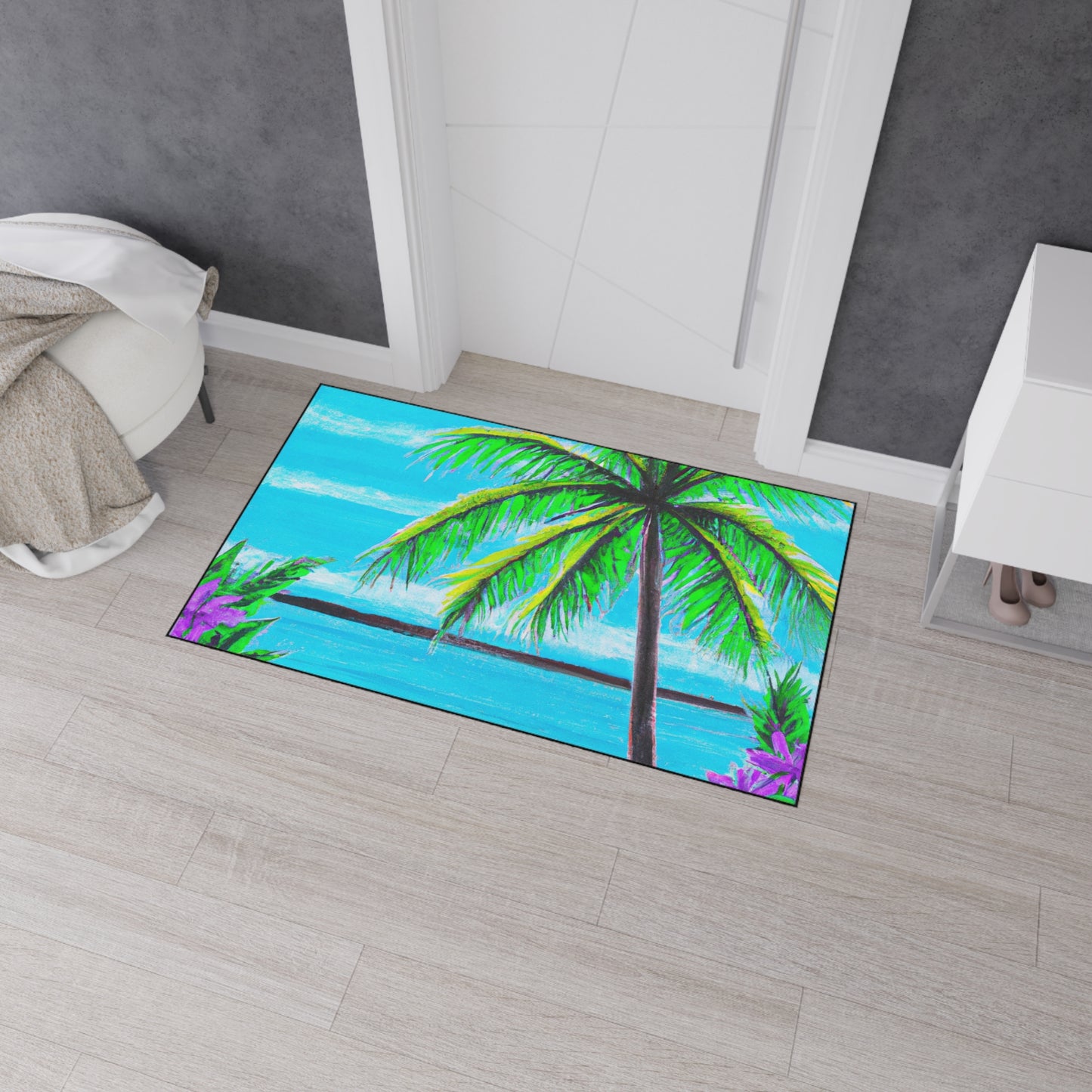 Heavy Duty Floor Mat, 5 Sizes – Tropical Area Rug for Home Décor / Calm Beach