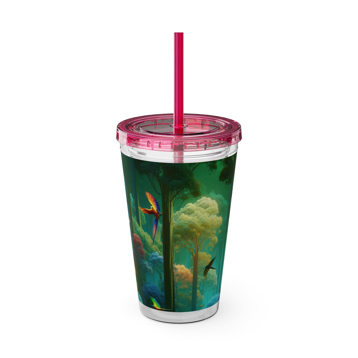 Tropical Tumbler with Straw | 16oz Colorful Travel Cup / Flight School