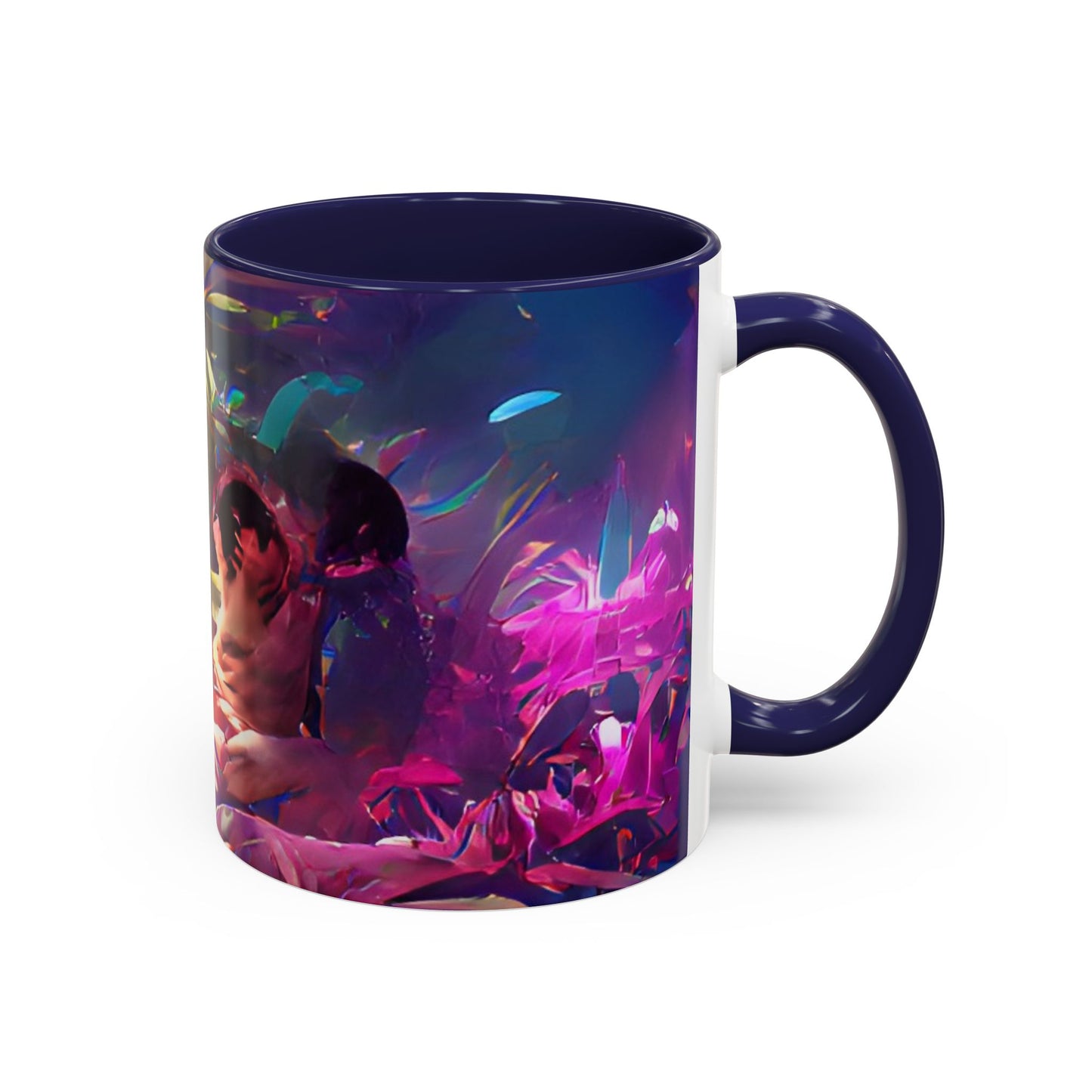 Accent Coffee Mug (11, 15oz) - Midnight Kiss in Tropical Garden