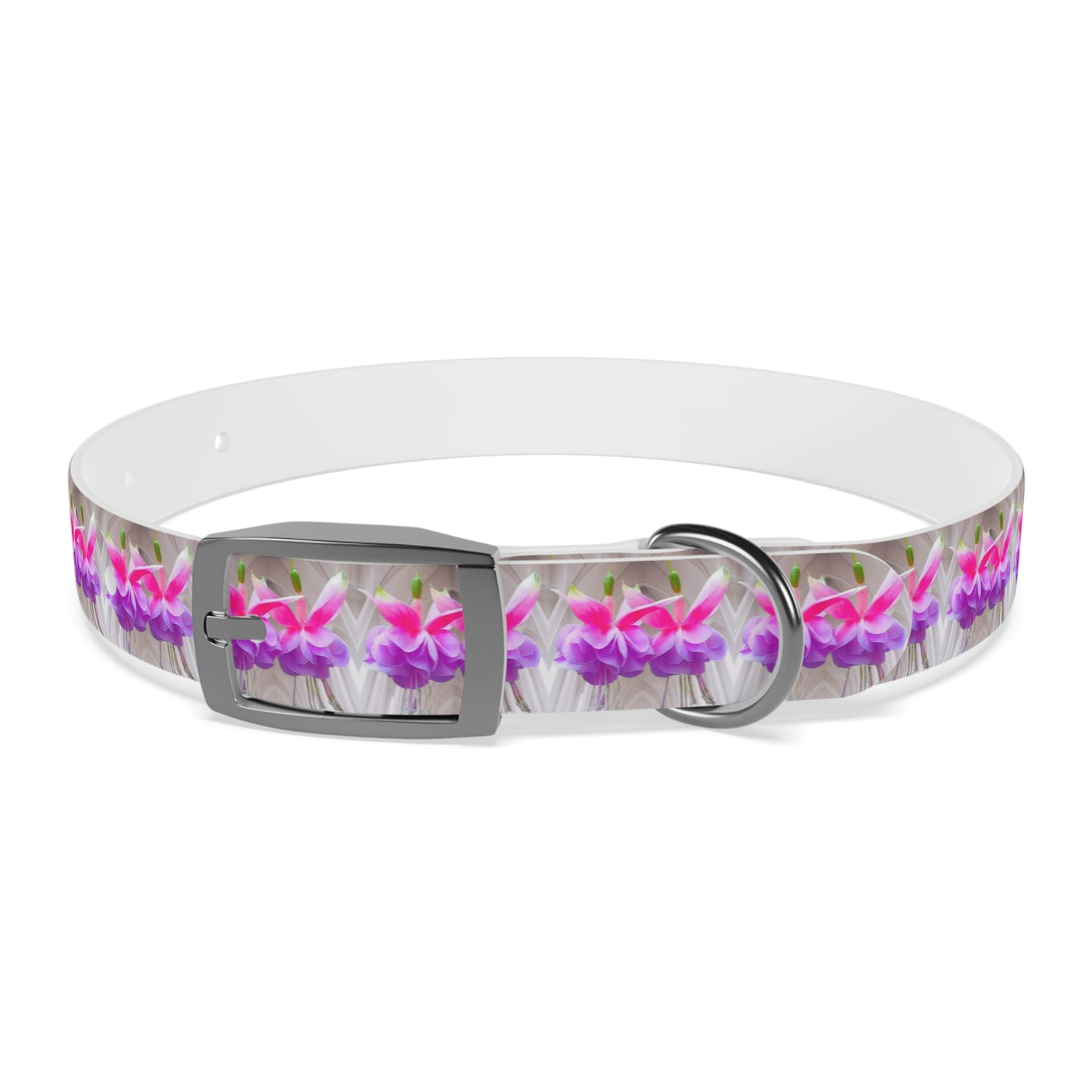 Dog Collar - Two Pink Fuchsias / Gothic, Kaleidoscope