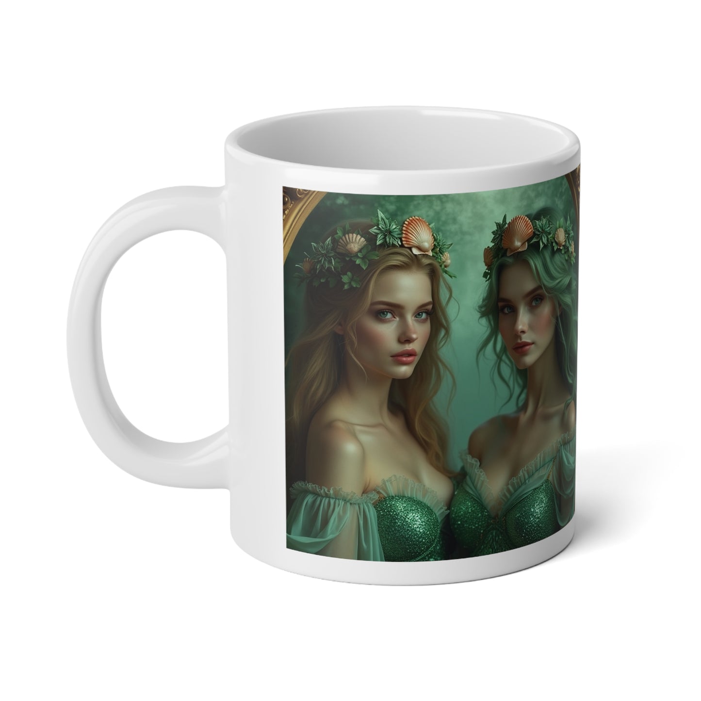 Jumbo Mug, 20oz, Framed Mermaid Princesses | Tropical Coffee Cup