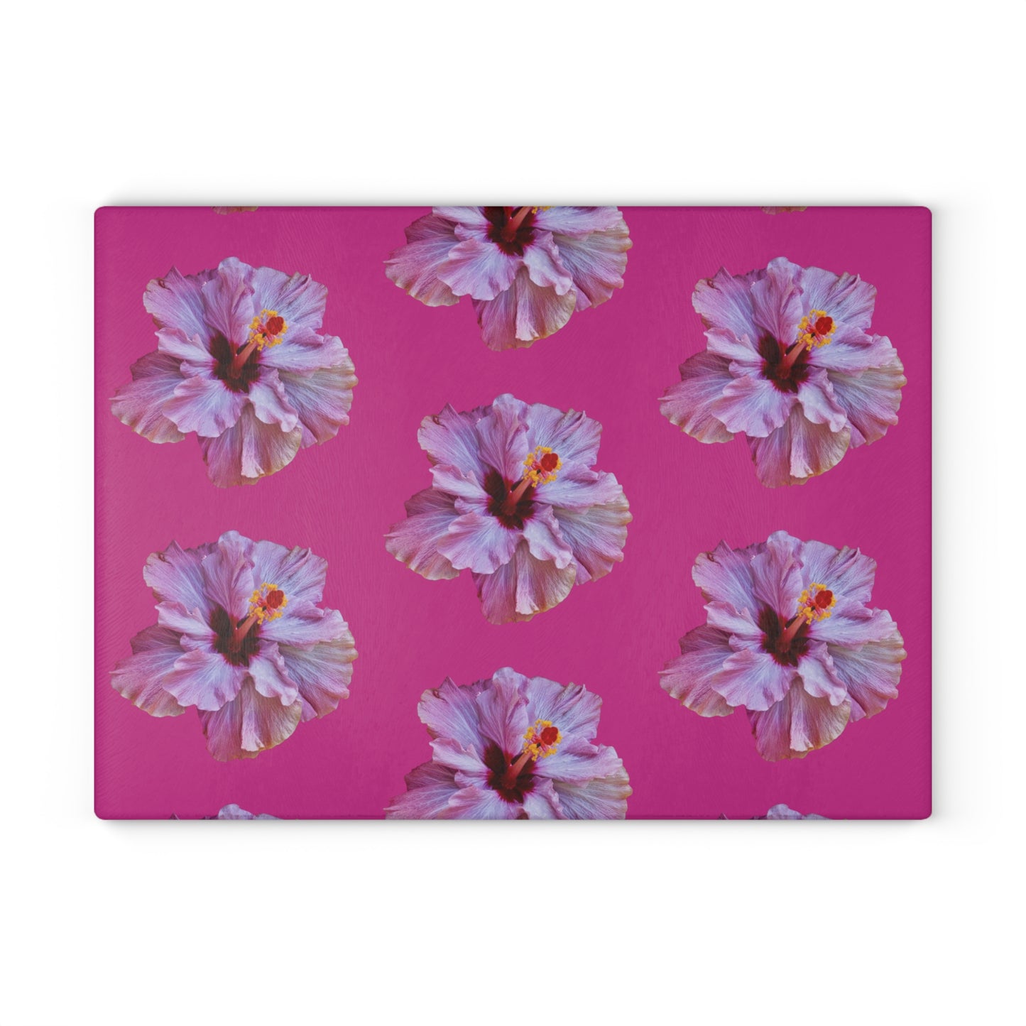 Glass Cutting Board, 2 sizes - Real Purple Hibiscus/Pink