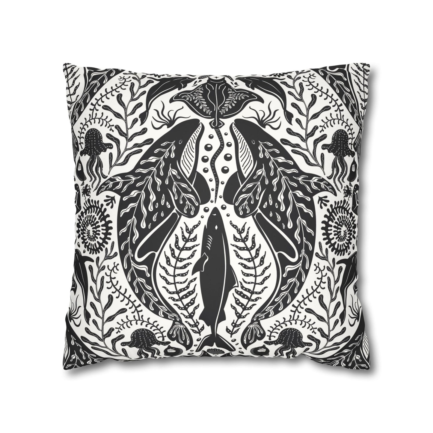 Faux Suede Square Pillowcase - Mystic Ocean, Black