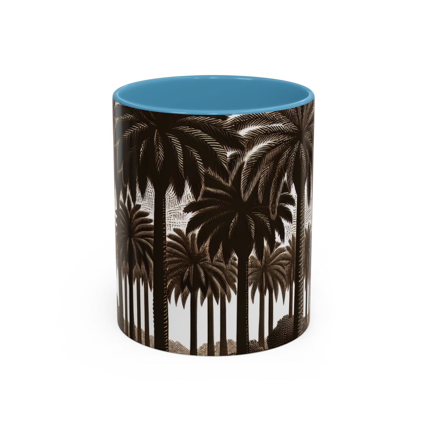 Accent Coffee Mug (11, 15oz) - Woodcut Palm Grove