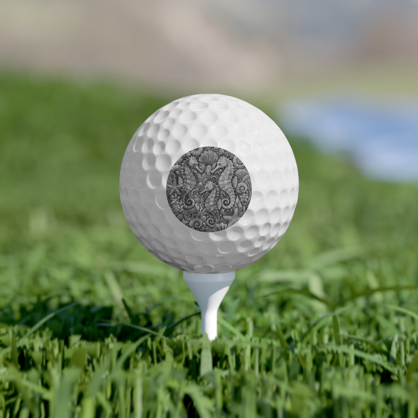 Coastal-Themed Golf Balls, 6pcs - Perfect Gift for Golf Enthusiasts / Seahorse Trio Noir