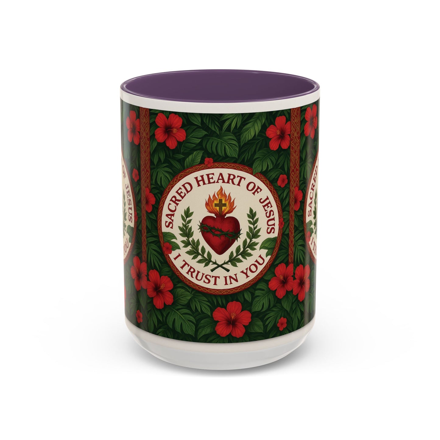Religious Accent Color Coffee Mug (11, 15oz) / Sacred Heart of Jesus Prayer, Various Colors