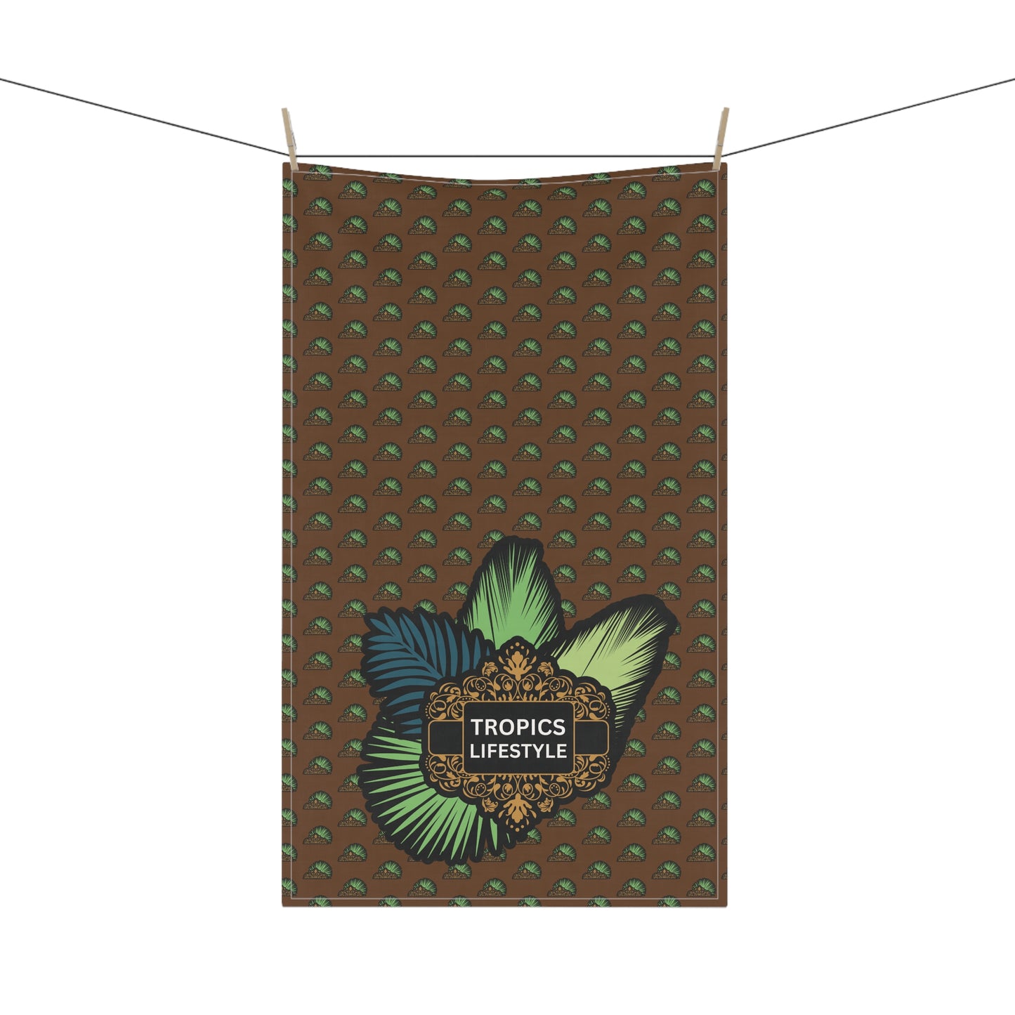 Tea Towels (cotton, poly), Tropics Lifestyle Deco Plant Logo, Micros Brown