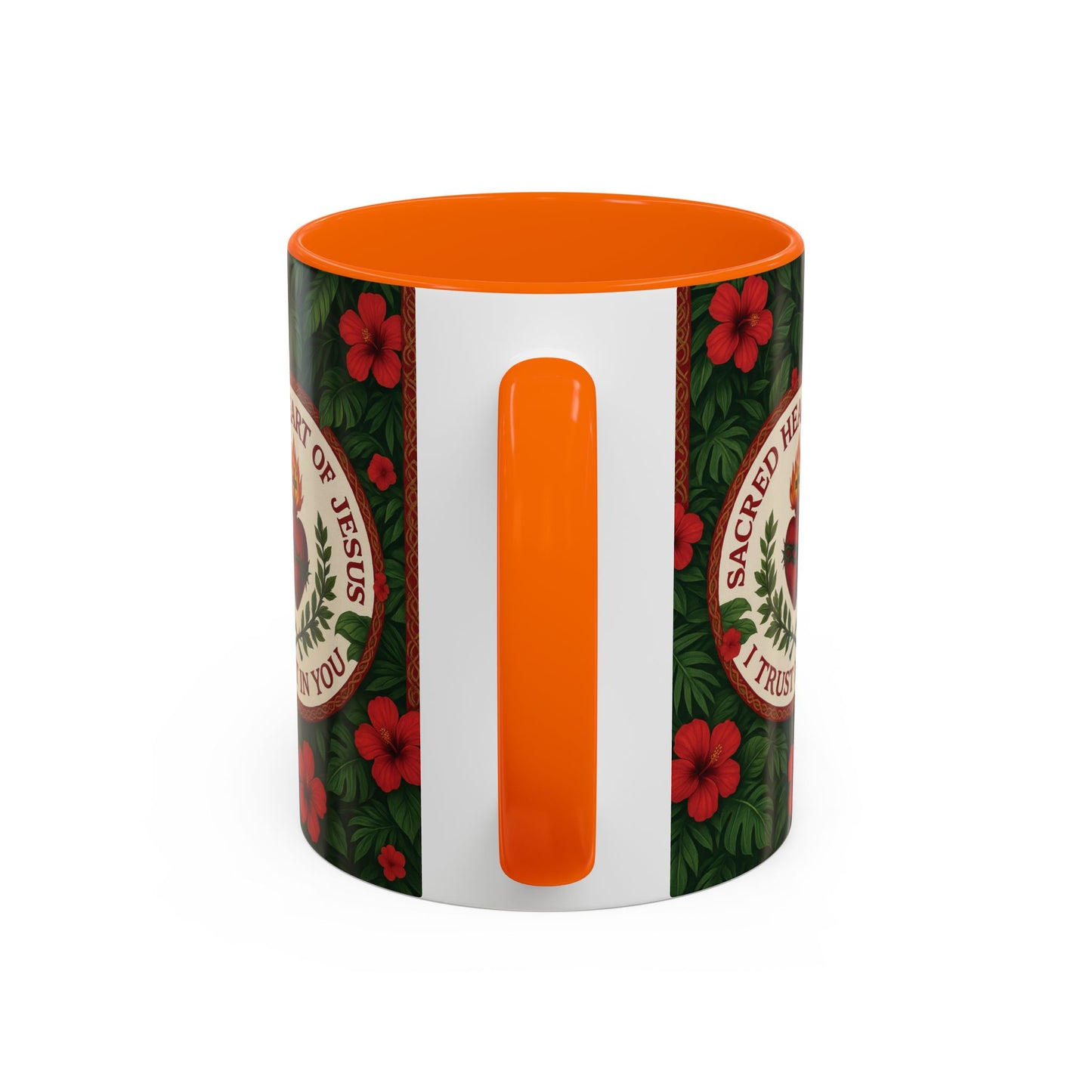 Religious Accent Color Coffee Mug (11, 15oz) / Sacred Heart of Jesus Prayer, Various Colors