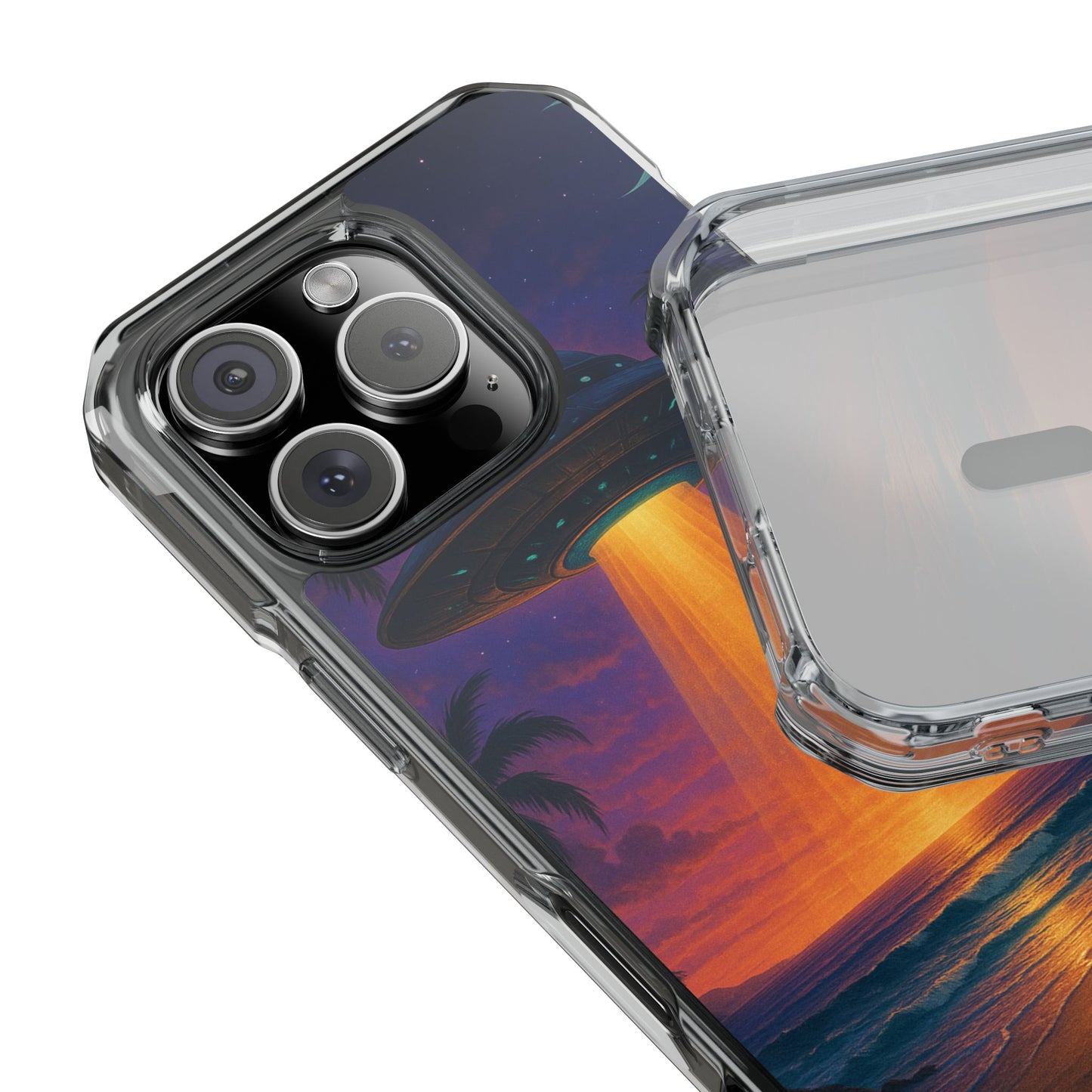 Beach UFO at Night Magnetic Clear Phone Case, Many Models