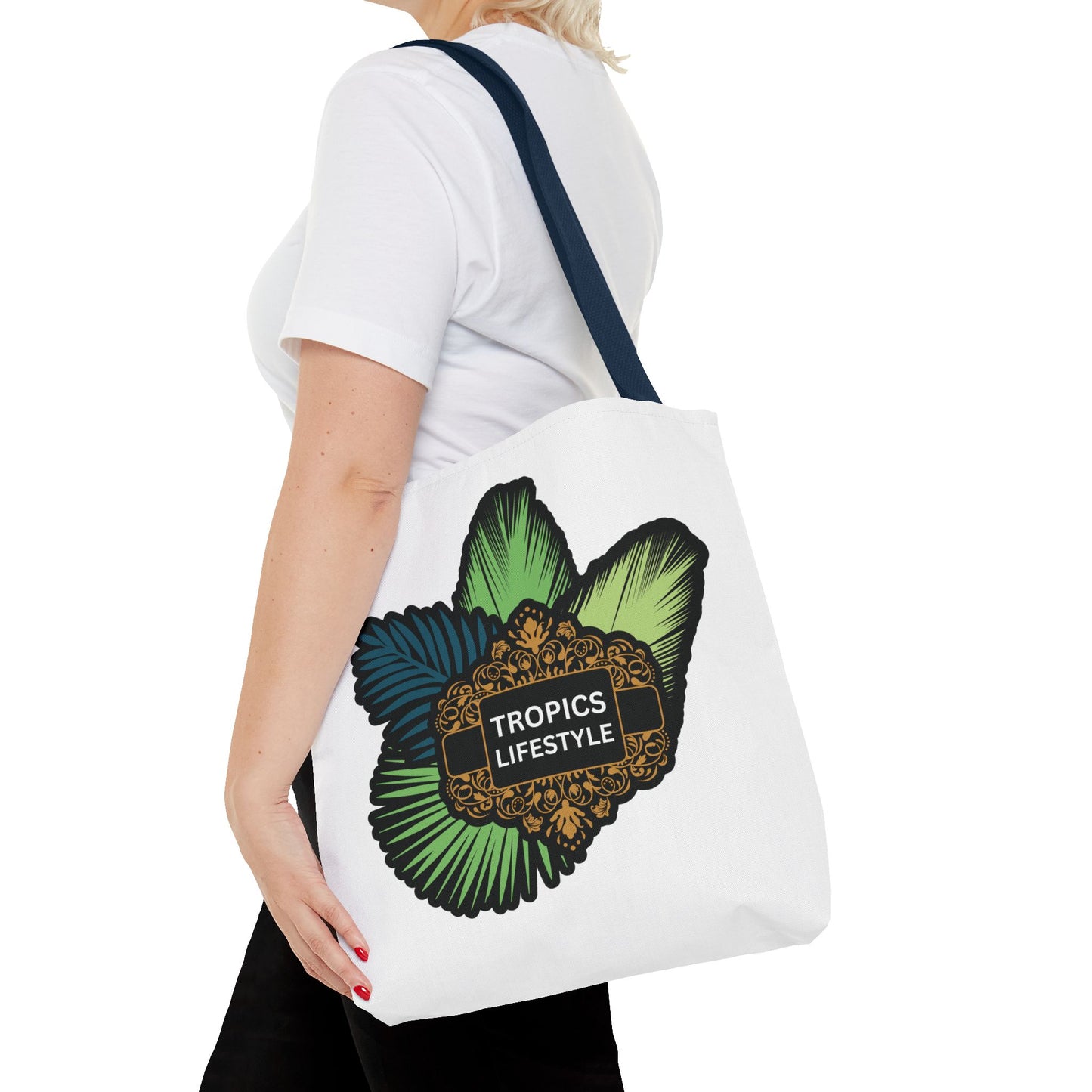 Elegant Tropics Lifestyle Logo Tote Bag - 3 Sizes, White