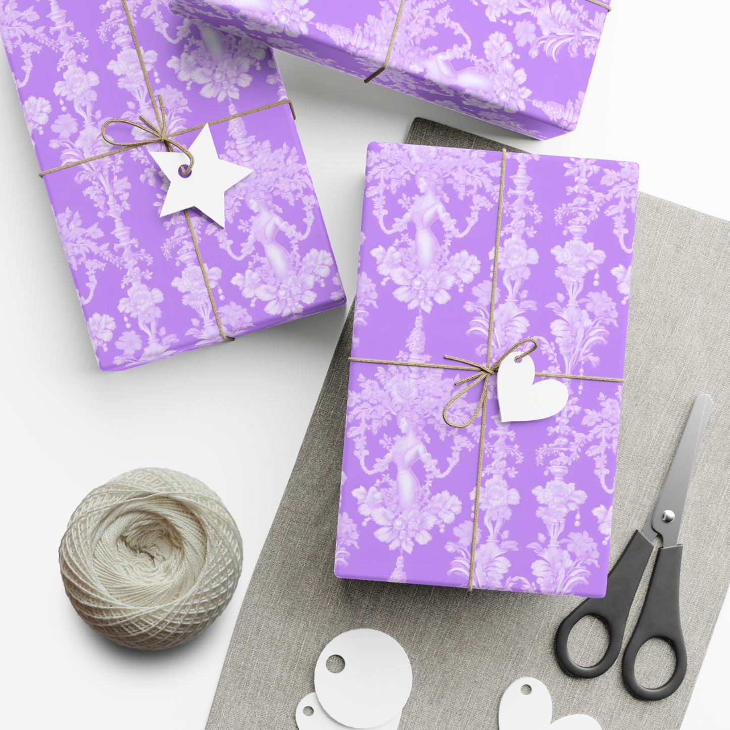 Gift Wrap Papers, Pearl Lady Toile / Purple, 3 Sizes