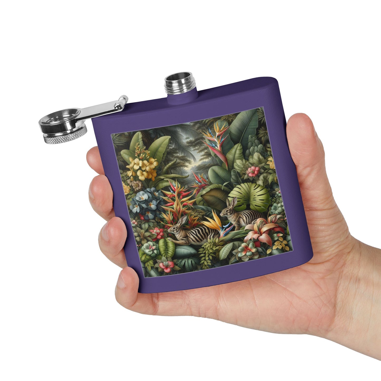 Tropical Stainless Steel 6 oz. Flask, Many Colors – Rainforest Rabbit Outing