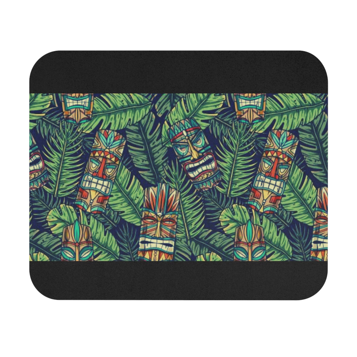 Mouse Pad (Rectangle) - Tiki Greenery, Black