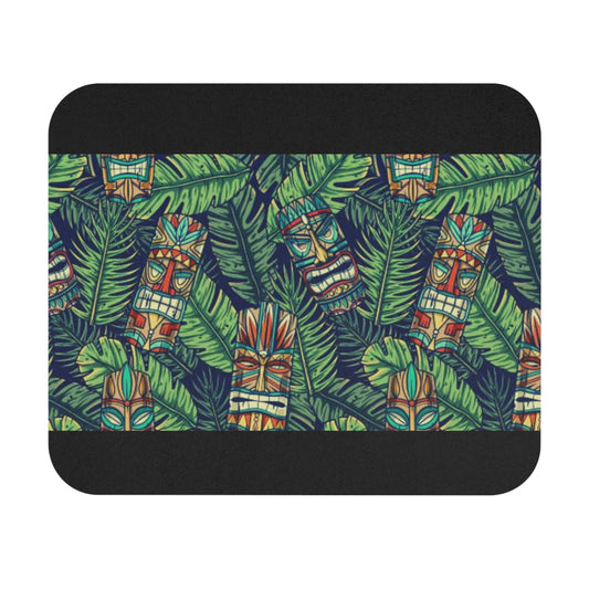 Mouse Pad (Rectangle) - Tiki Greenery, Black