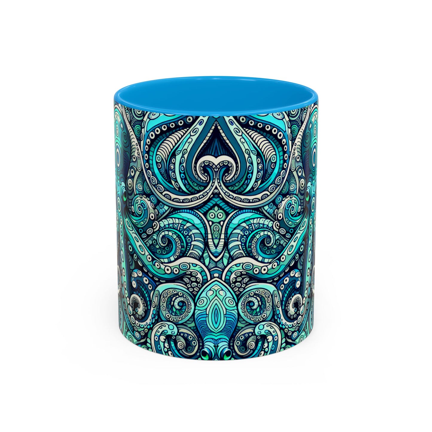 Accent Color Coffee Mug, Many Colors - 11oz & 15oz / Aqua Octopus