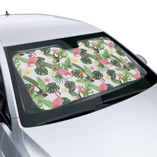 Tropical Floral Car Sun Shades / Flamingo & Palms