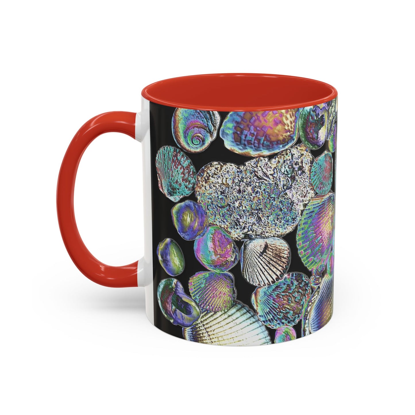 Iridescent Shells Accent Coffee Mug | Unique Sea-Inspired Drinkware / Heatwave Shell Collection