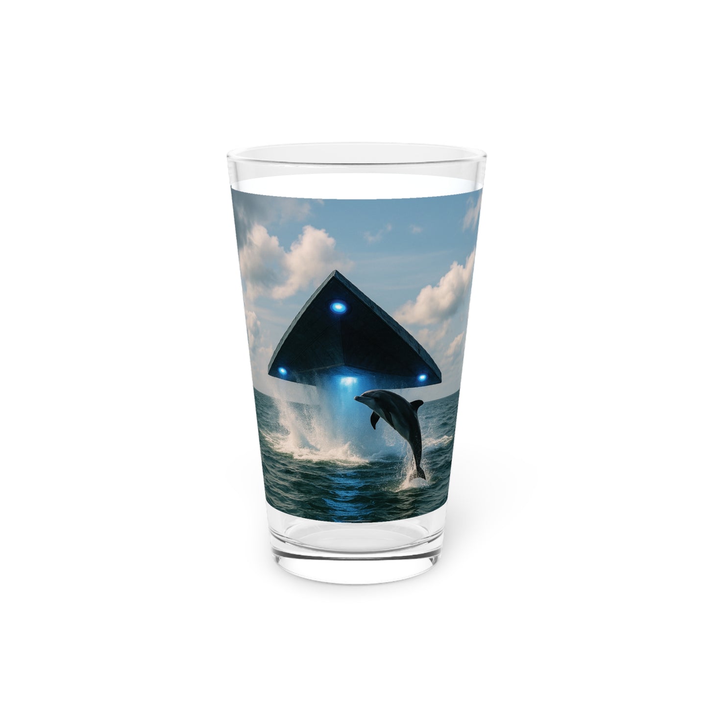 Pint Glass, 16oz - UFO and Dolphin