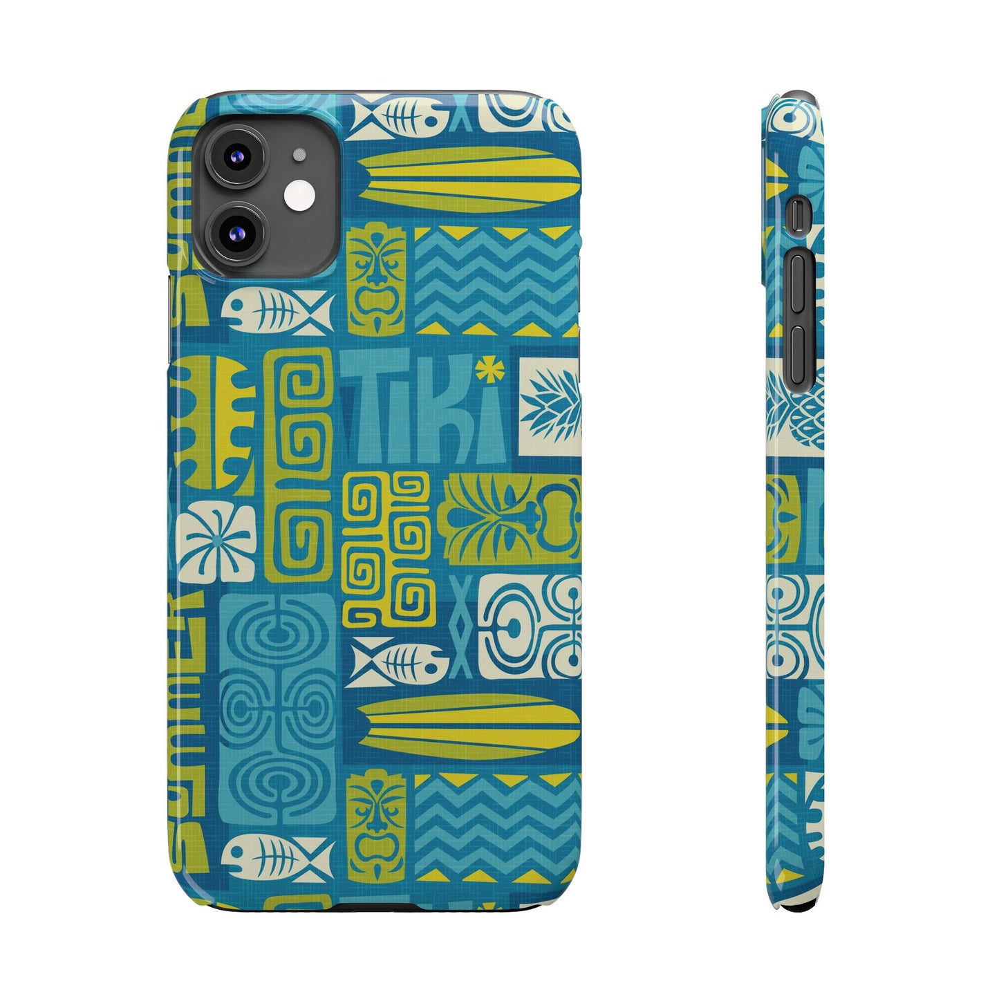 Slim Phone Cases - Tiki Poster Blue