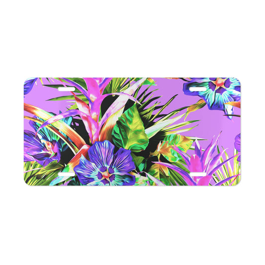 Plant Plalooza Purple Vanity Plate - Tropical Floral Design for Cars, Trucks, and Decor