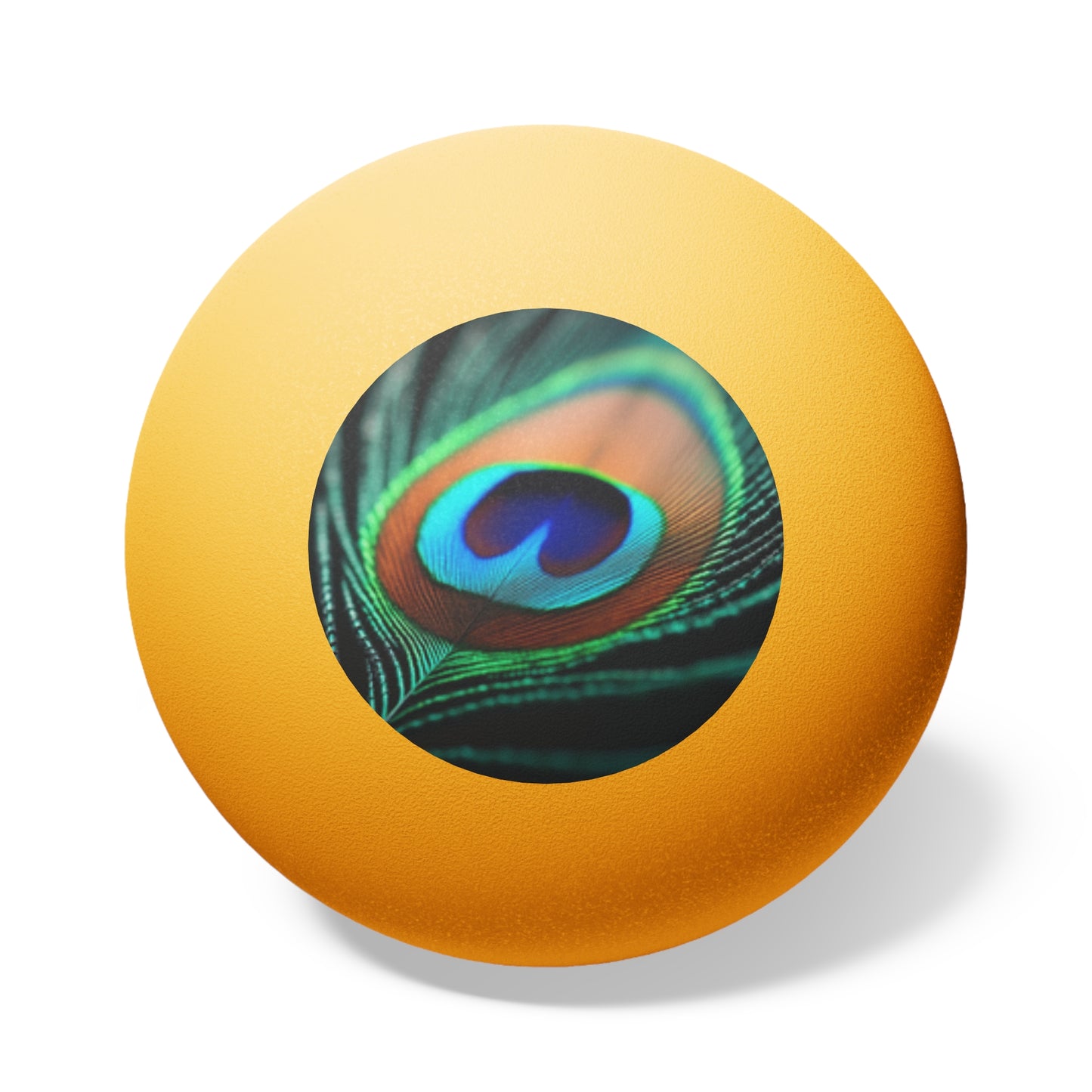 Tropical Paradise Ping Pong Balls - 6 Pack with Peacock Feather/Orange