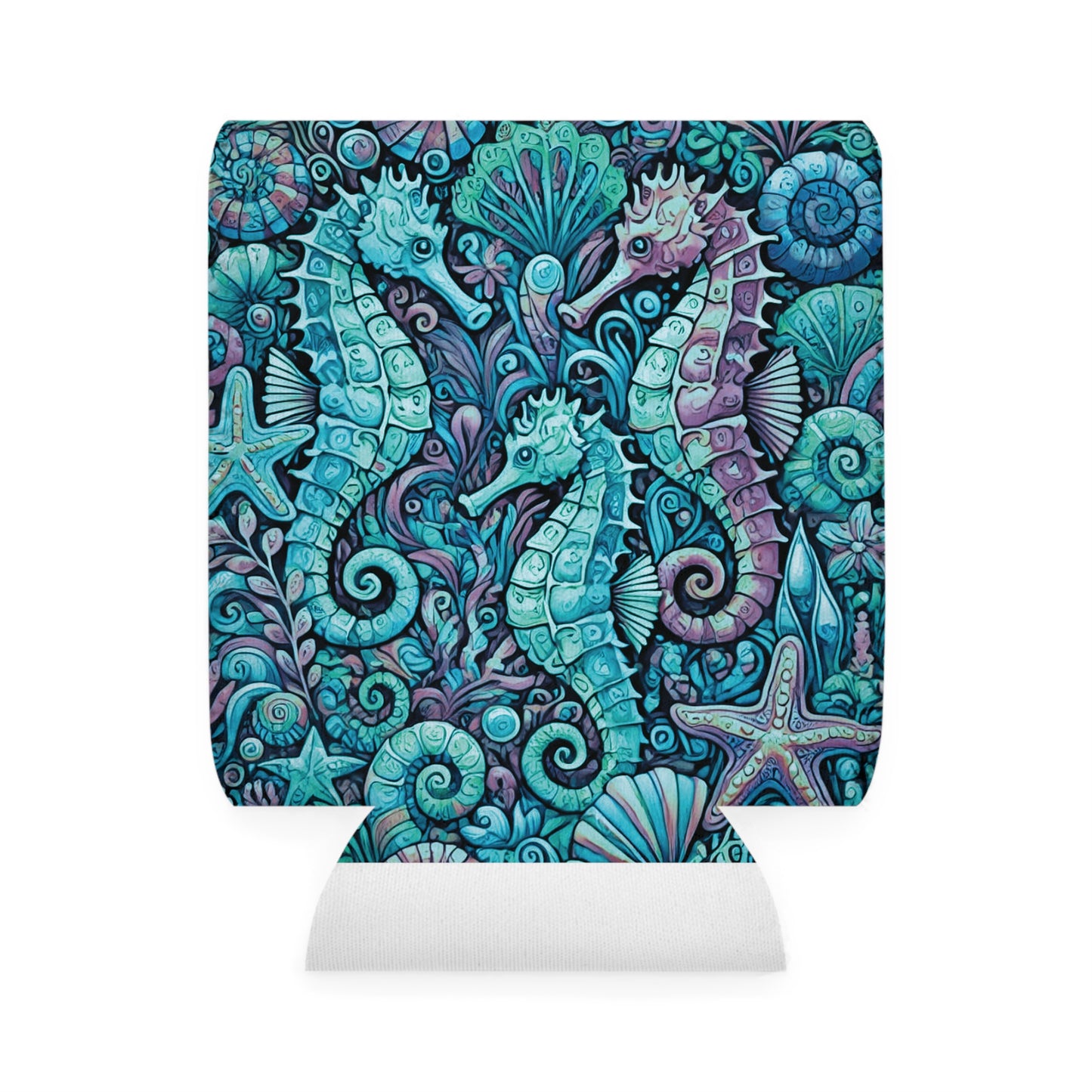 Seahorse Trio/Turquoise Can Cooler Sleeve - Perfect for Outdoor Picnics