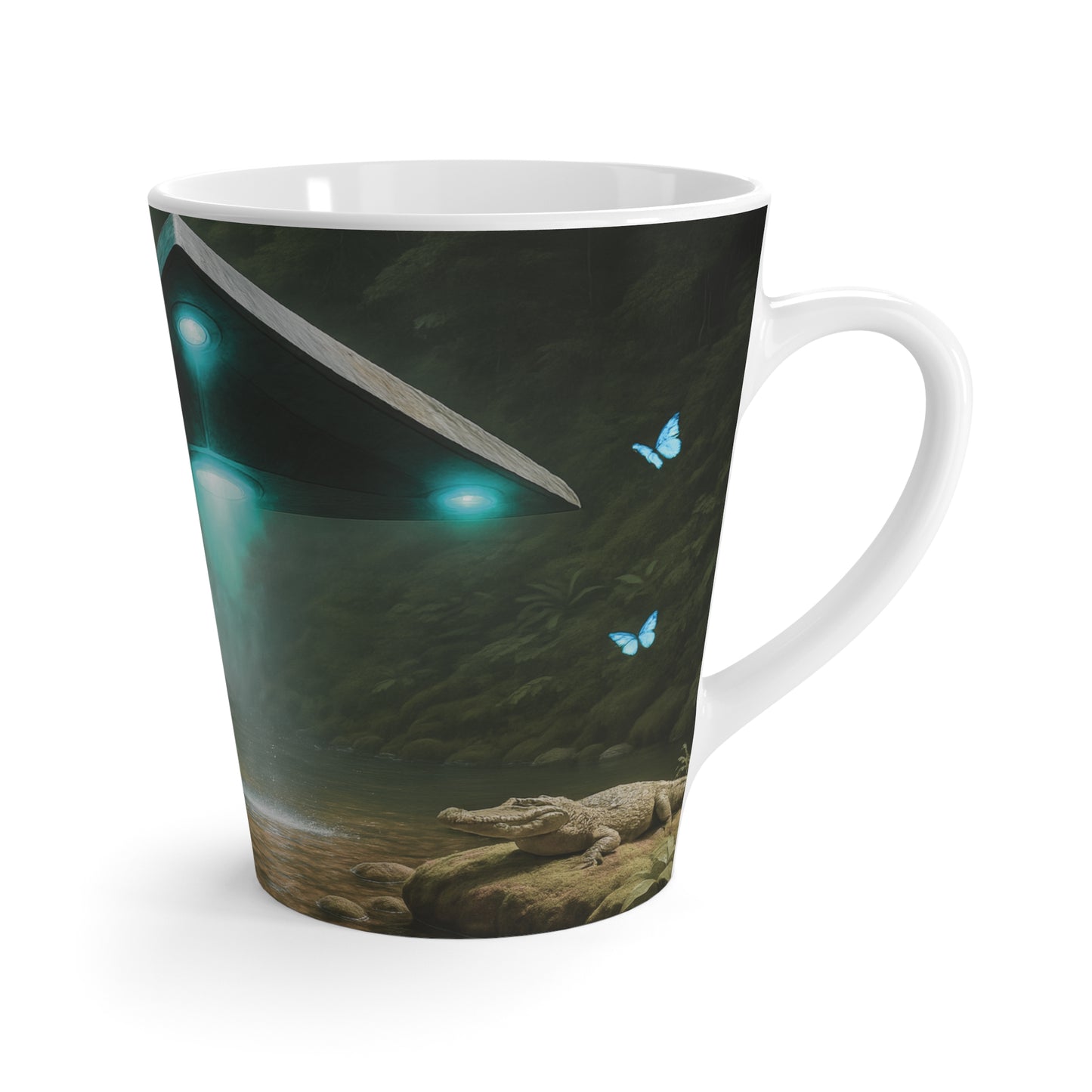 Latte White Mug - UFO and Waterfall