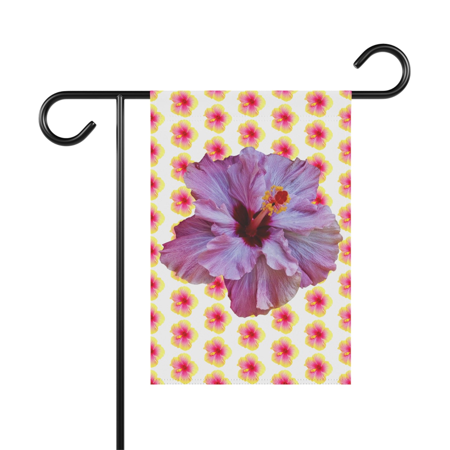 Tropical Garden Flag - Perfect for Outdoor Decor / Hibiscus Purple/Yellow Mix