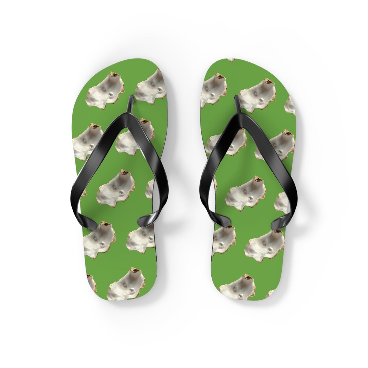 Flip Flops - White Pearl Oyster, green