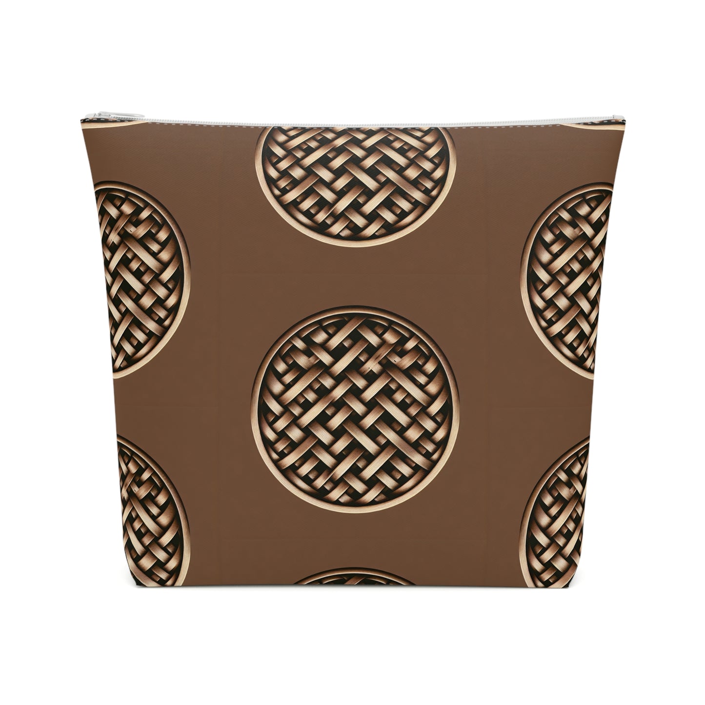 Tropical Cotton Cosmetic Bag - Makeup Pouch, 5 Sizes / Brown Wicker Button