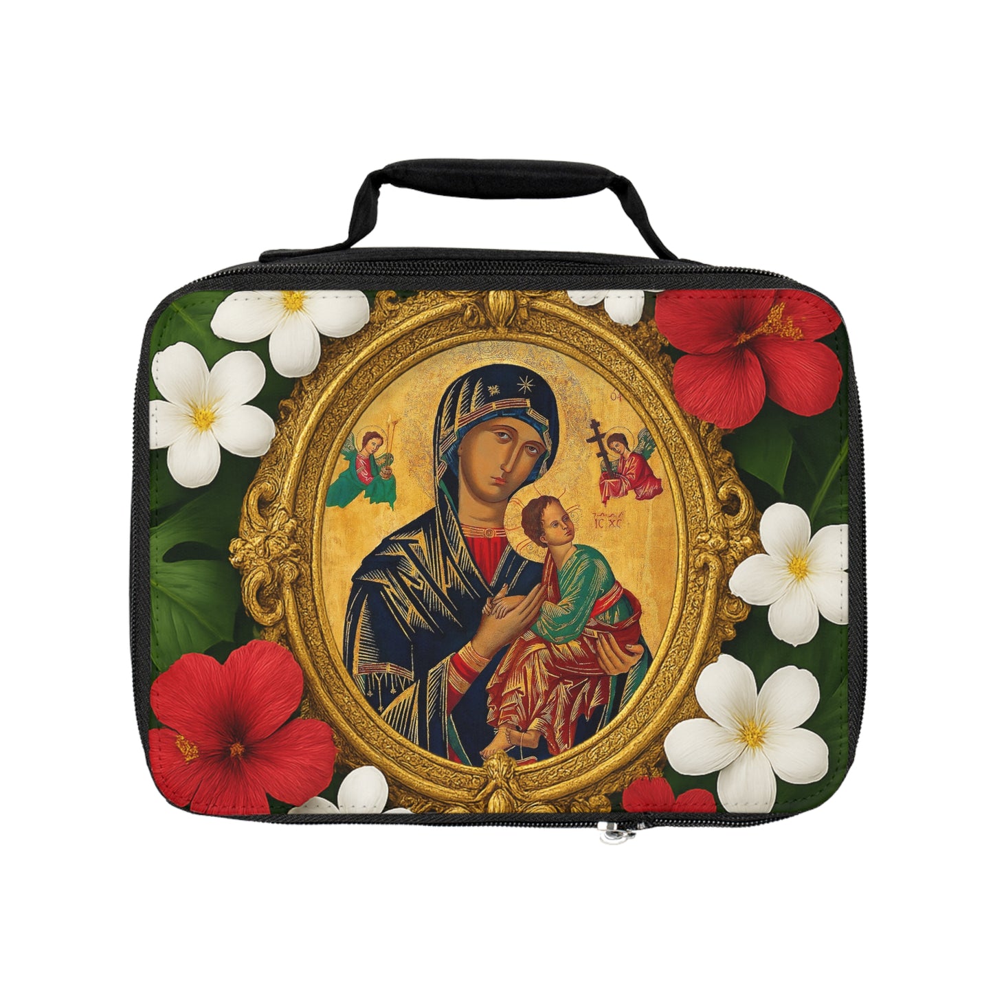 Religious Lunch Bag/Our Lady of Perpetual Help - Eco-Friendly Insulated Tote, Adult and Child Lunchbox / Perfect for Picnics, Beach Outings