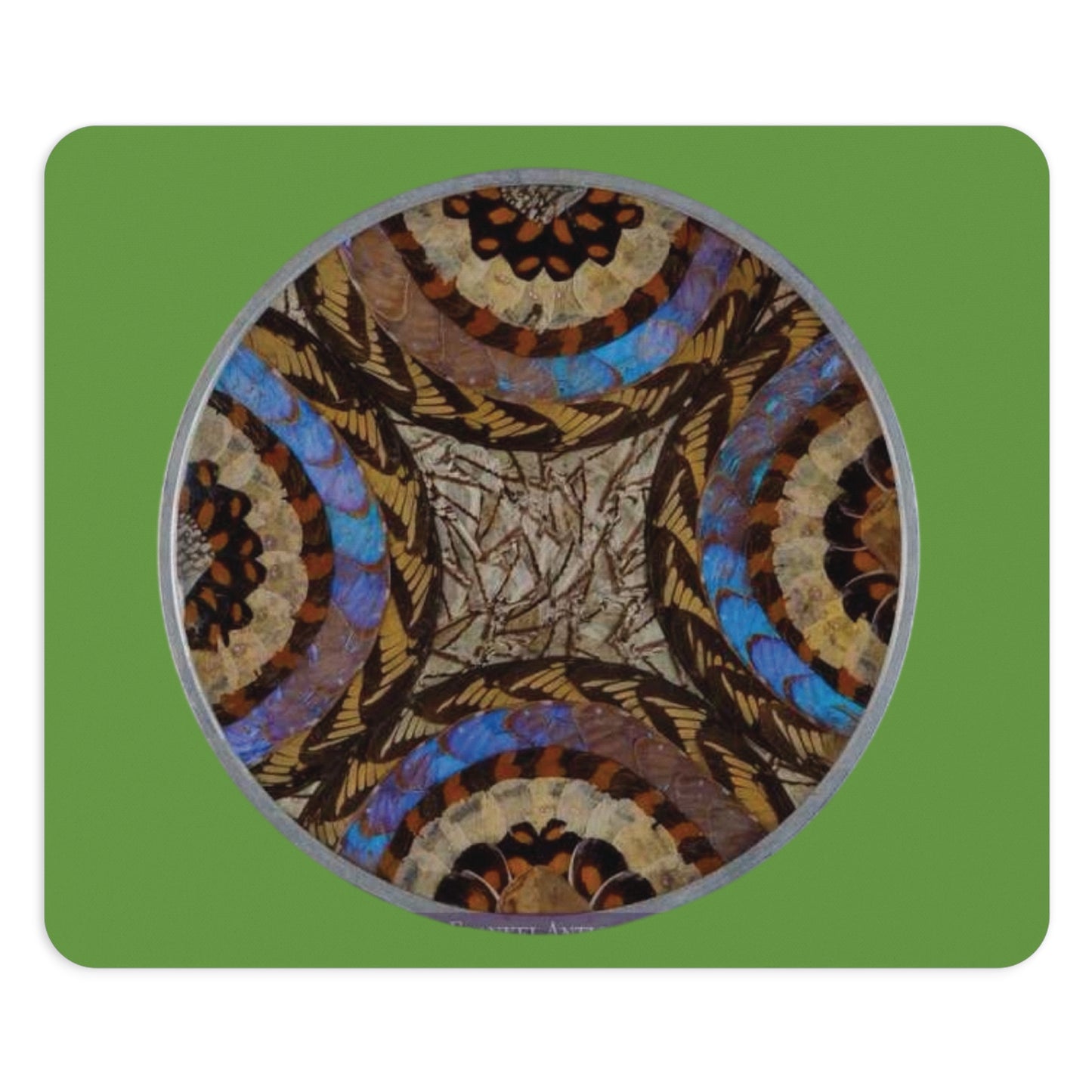 Tropical Mouse Pad, 2 Shapes - Beach Vibes for Home Office & Gamer / Real Butterfly Wing Art, Green