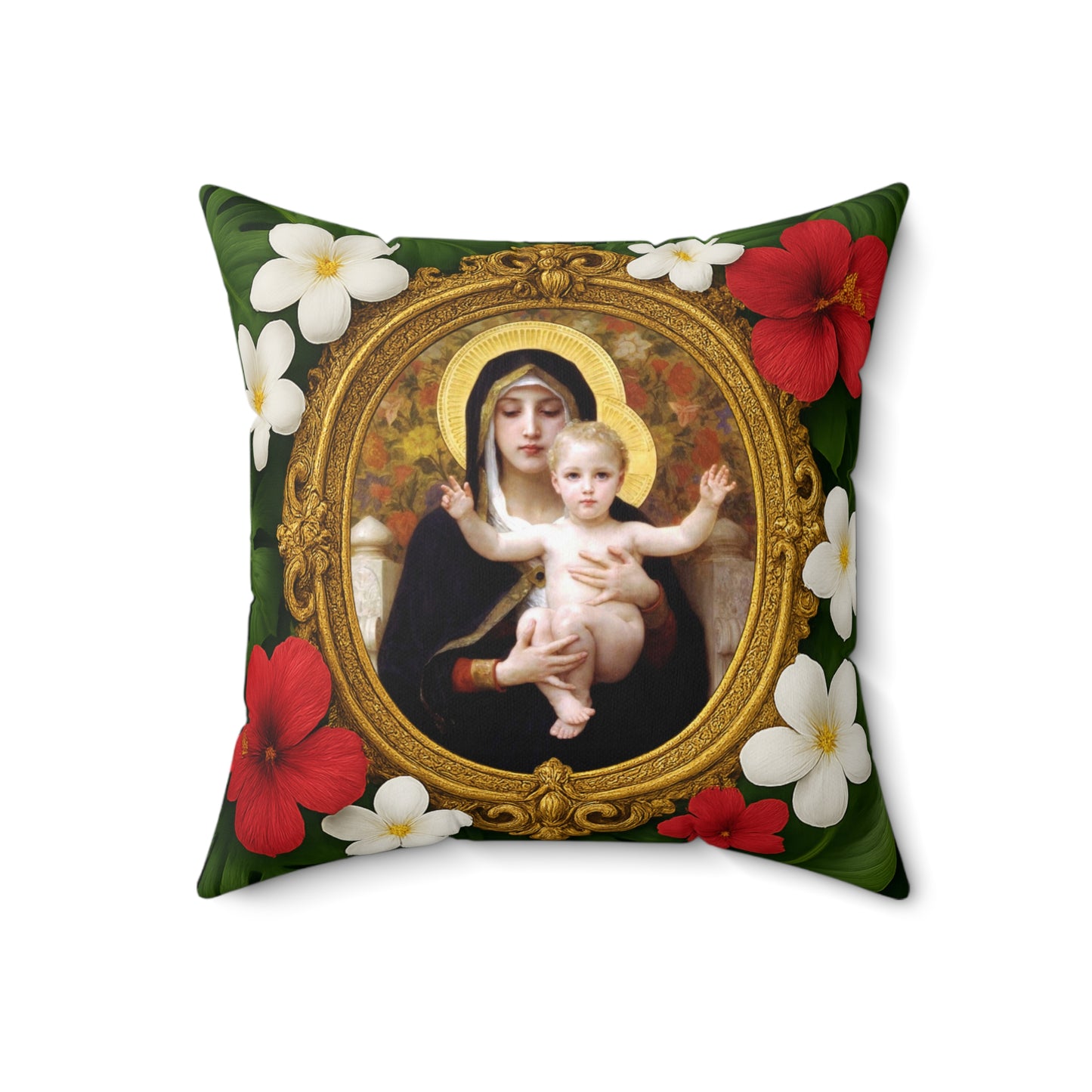 Religious Decorative Pillow - Accent Cushion, 4 Sizes / Virgin of the Lilies