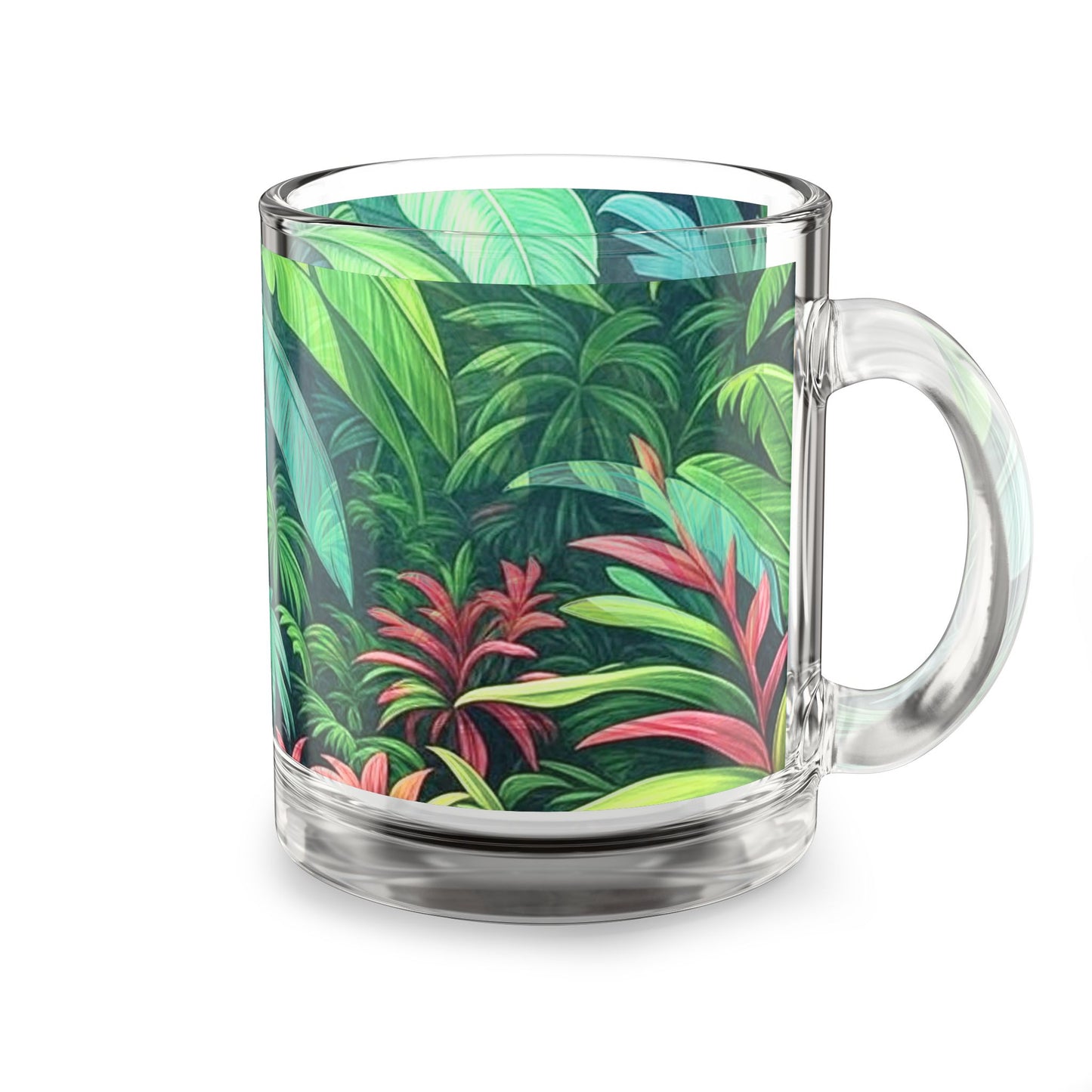 Tropical Glass Mug - 10oz Coffee Cup / Sleeping Spot