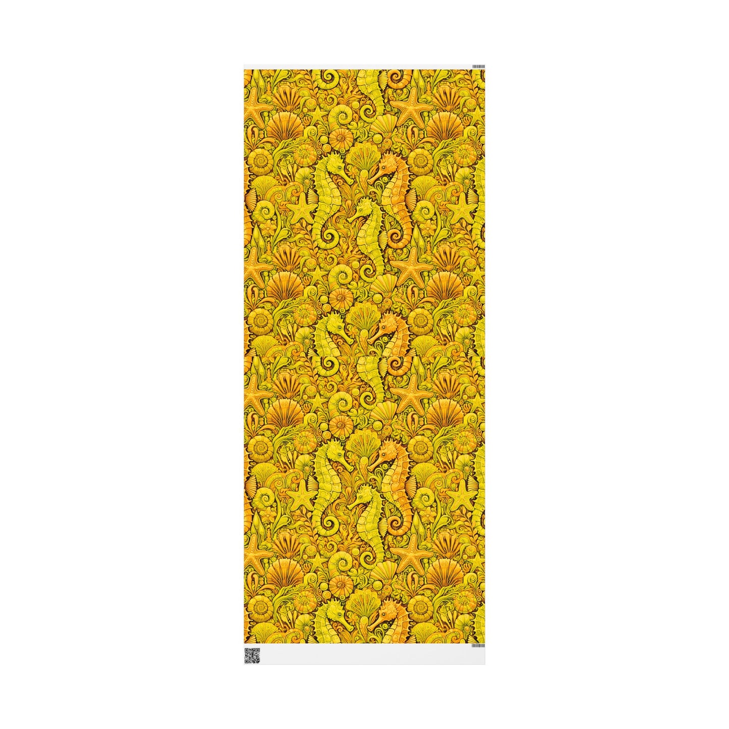 Wrapping Paper - Tropical Gift Wrap for All Occasions, 3 Sizes/2 Finishes / Seahorses, Yellow