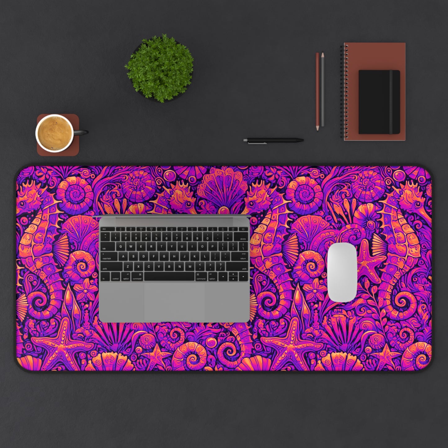 Tropical Mouse Pad/Desk Mat, 3 Sizes - Perfect for Home Office / Seahorses, Heatwave
