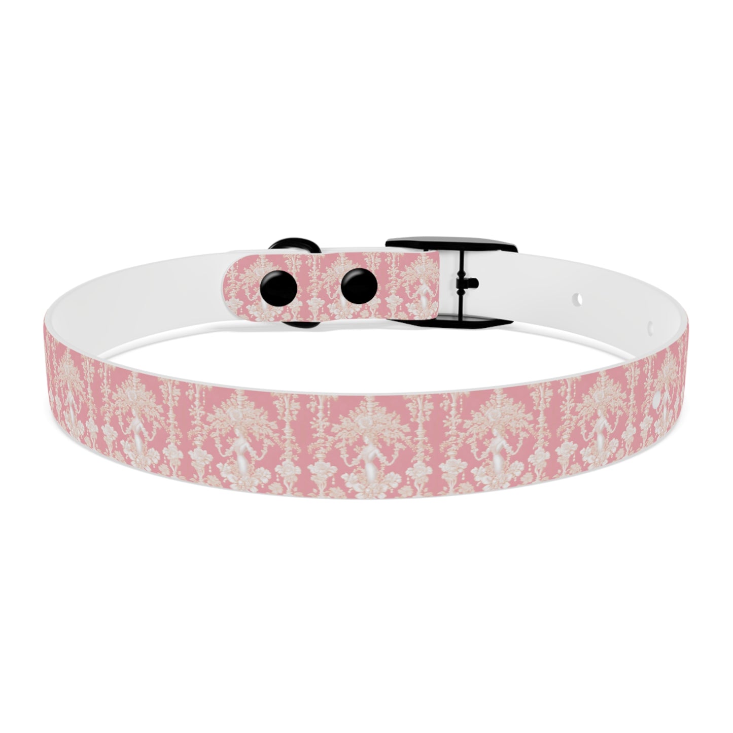 Dog Collar - Pearl Lady Toile, hibiscus pink