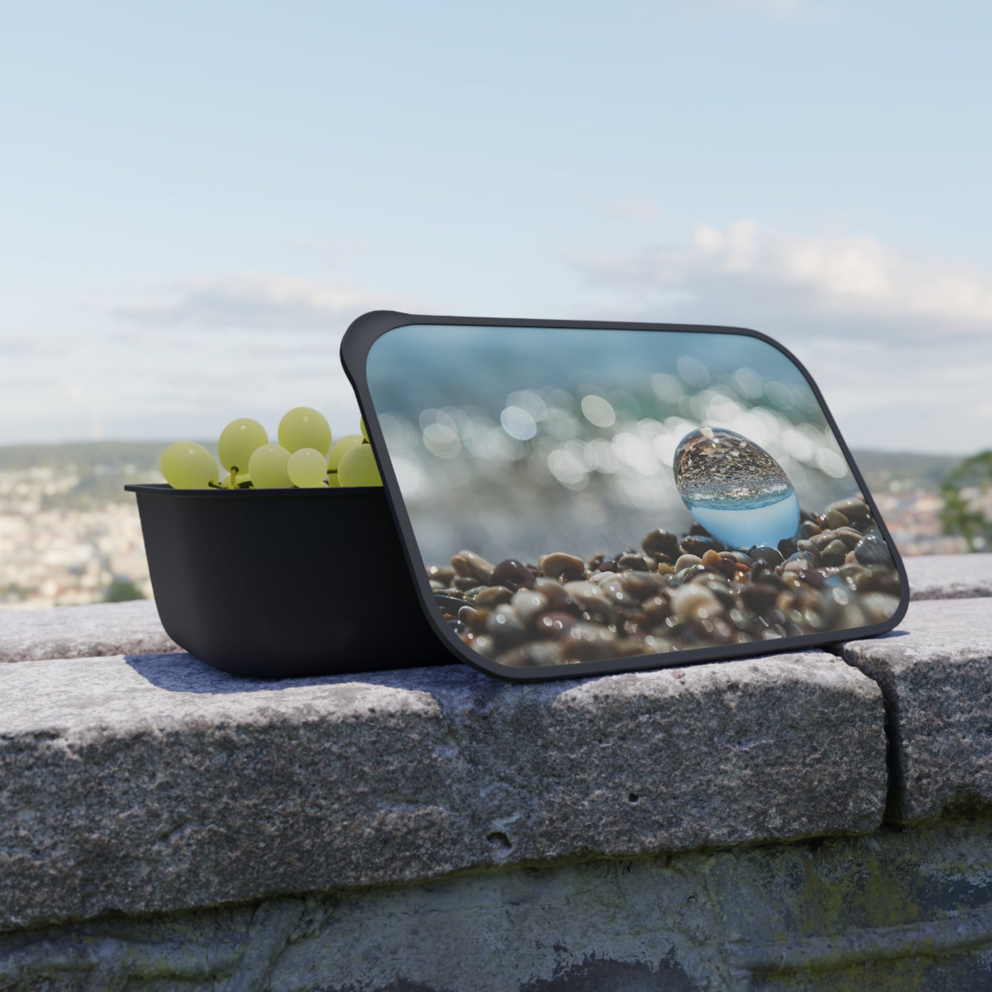 Bento Box with Utensils - Crystal Ball on Pebble Beach