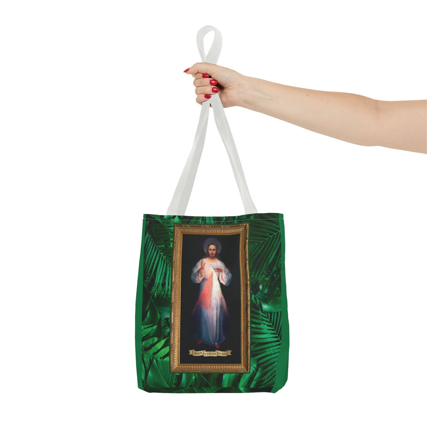 Religious Divine Mercy Tropical Tote Bag - 3 Sizes