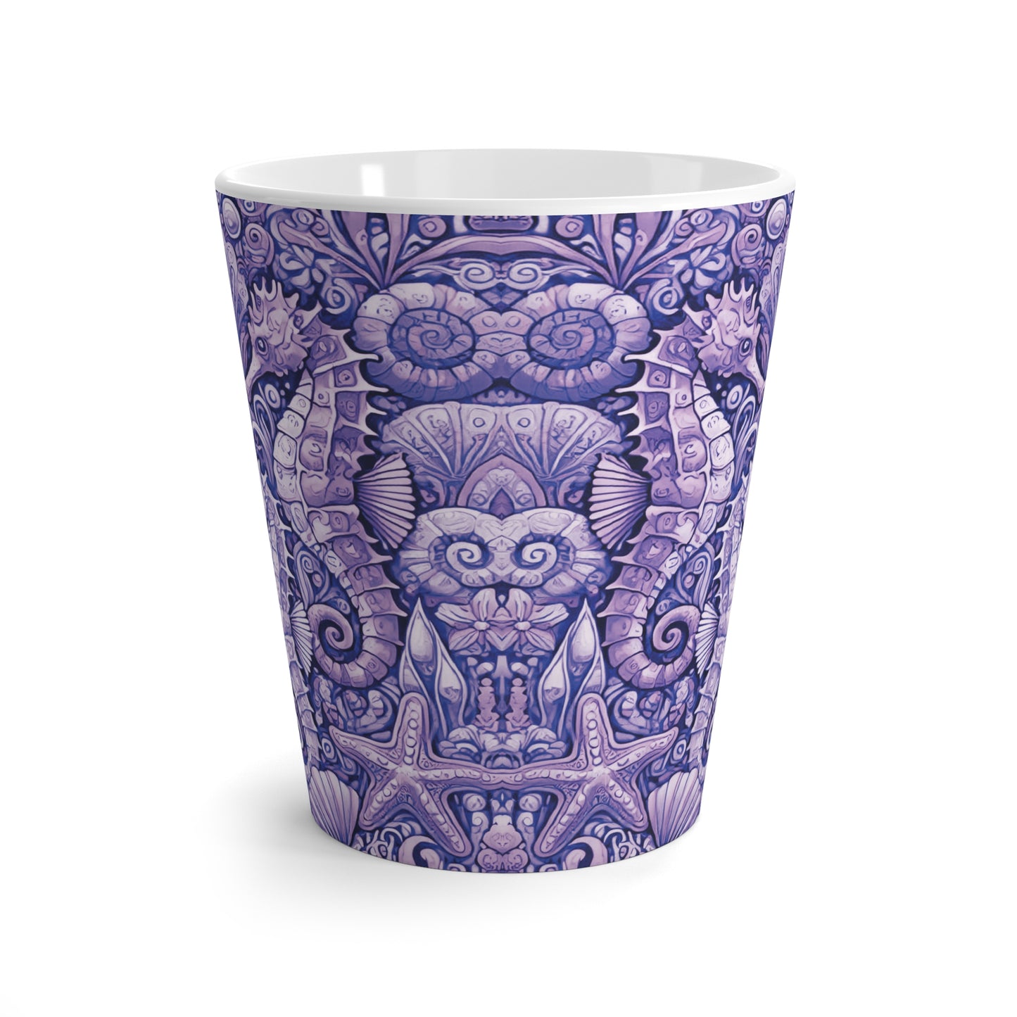 Latte White Mug - Seahorses, Amethyst