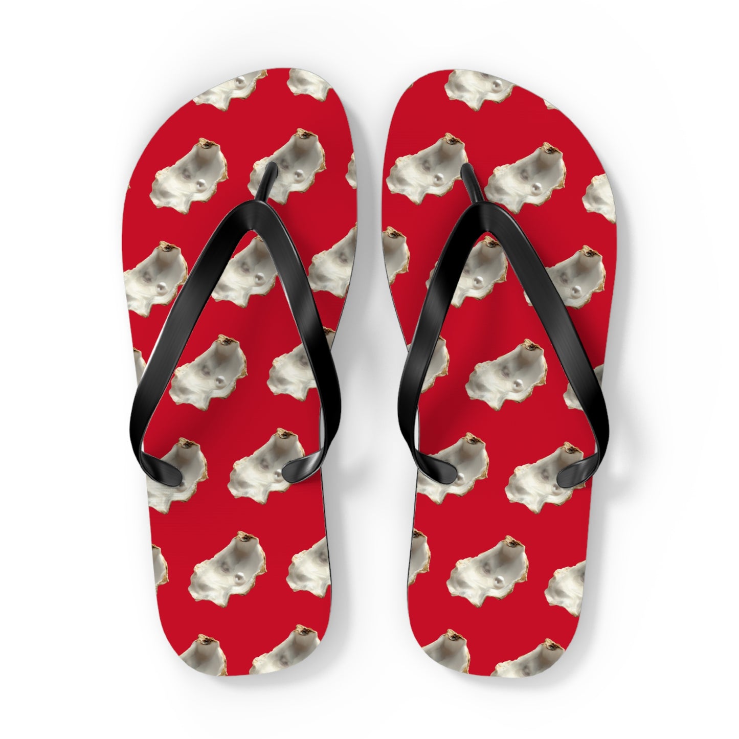 Flip Flops - White Pearl Oyster, dark red