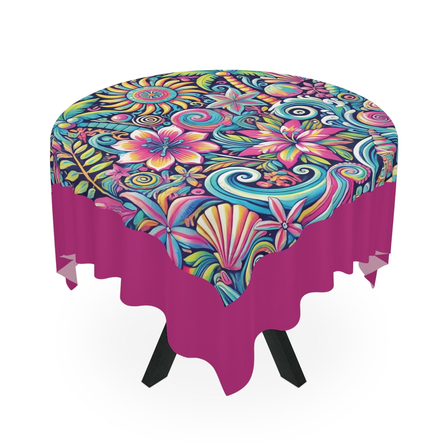 Happy Tropics/Pink ~ Square Tablecloth, 55" x 55"