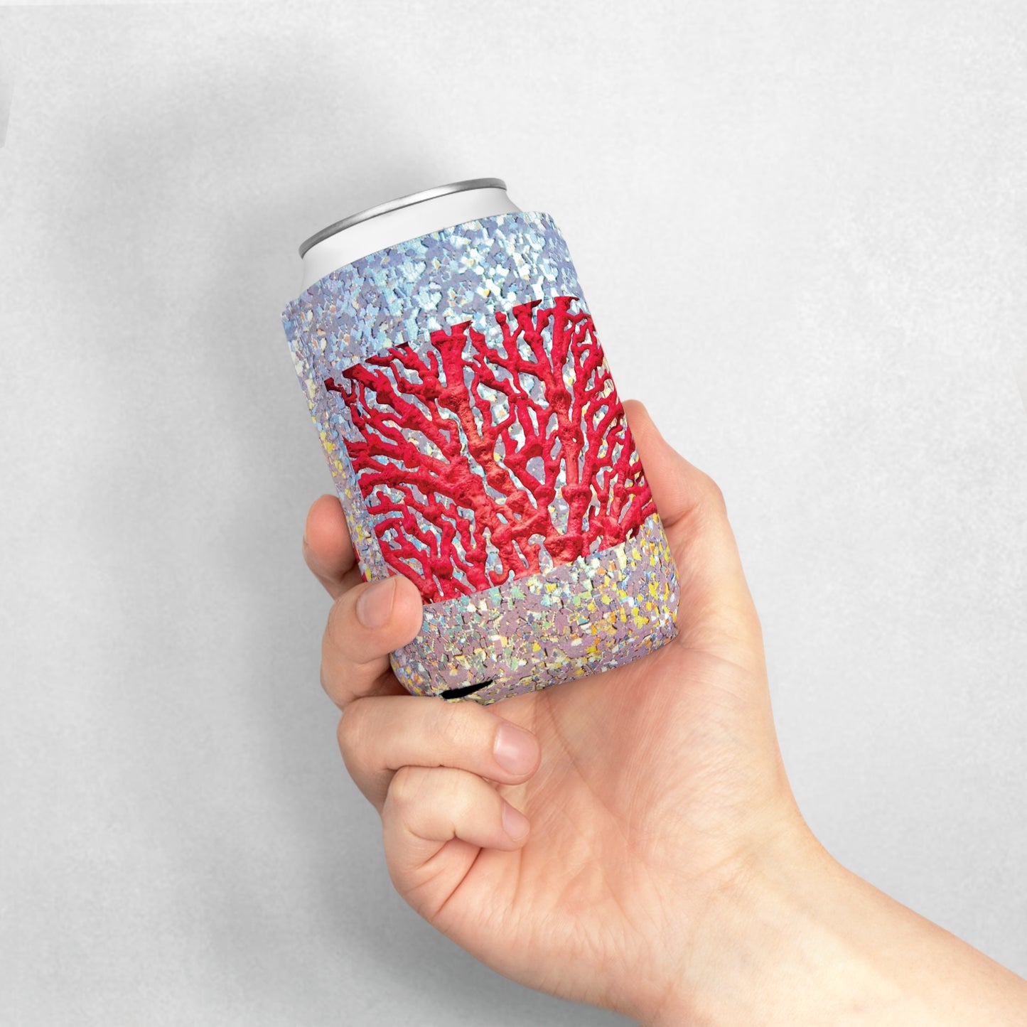 Disco Red Coral Reef Can Cooler Sleeve - Perfect for Outdoor Picnics