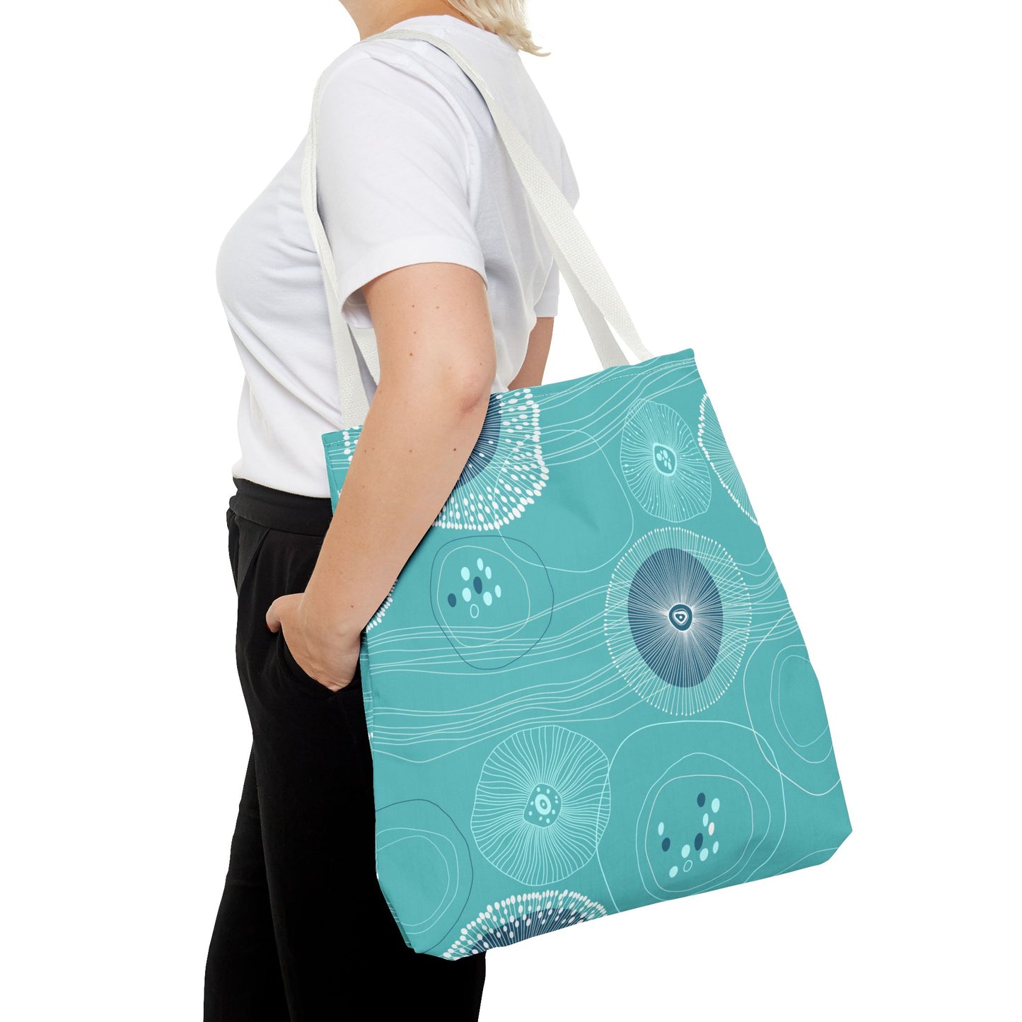 Plankton Drift Teal Tote Bag - 3 Sizes