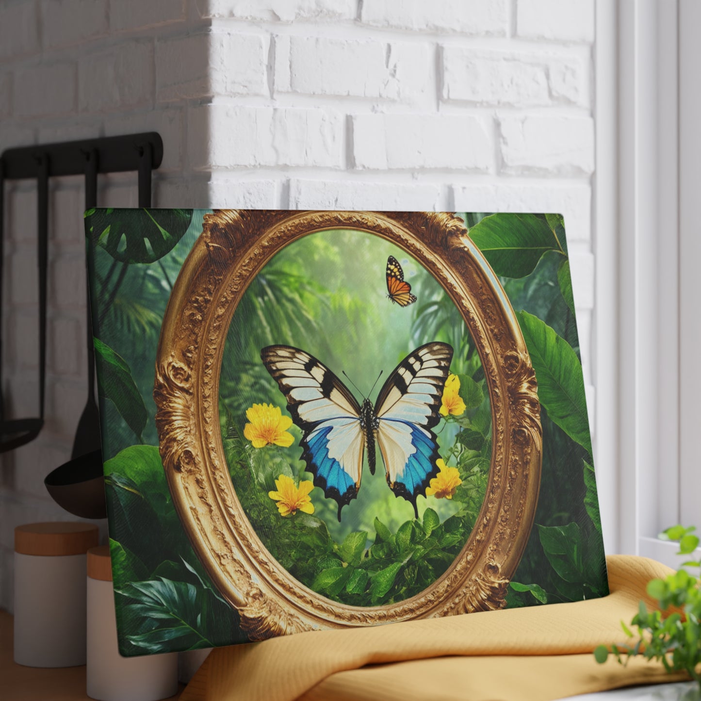 Glass Cutting Board, 2 sizes - Framed Swallowtail