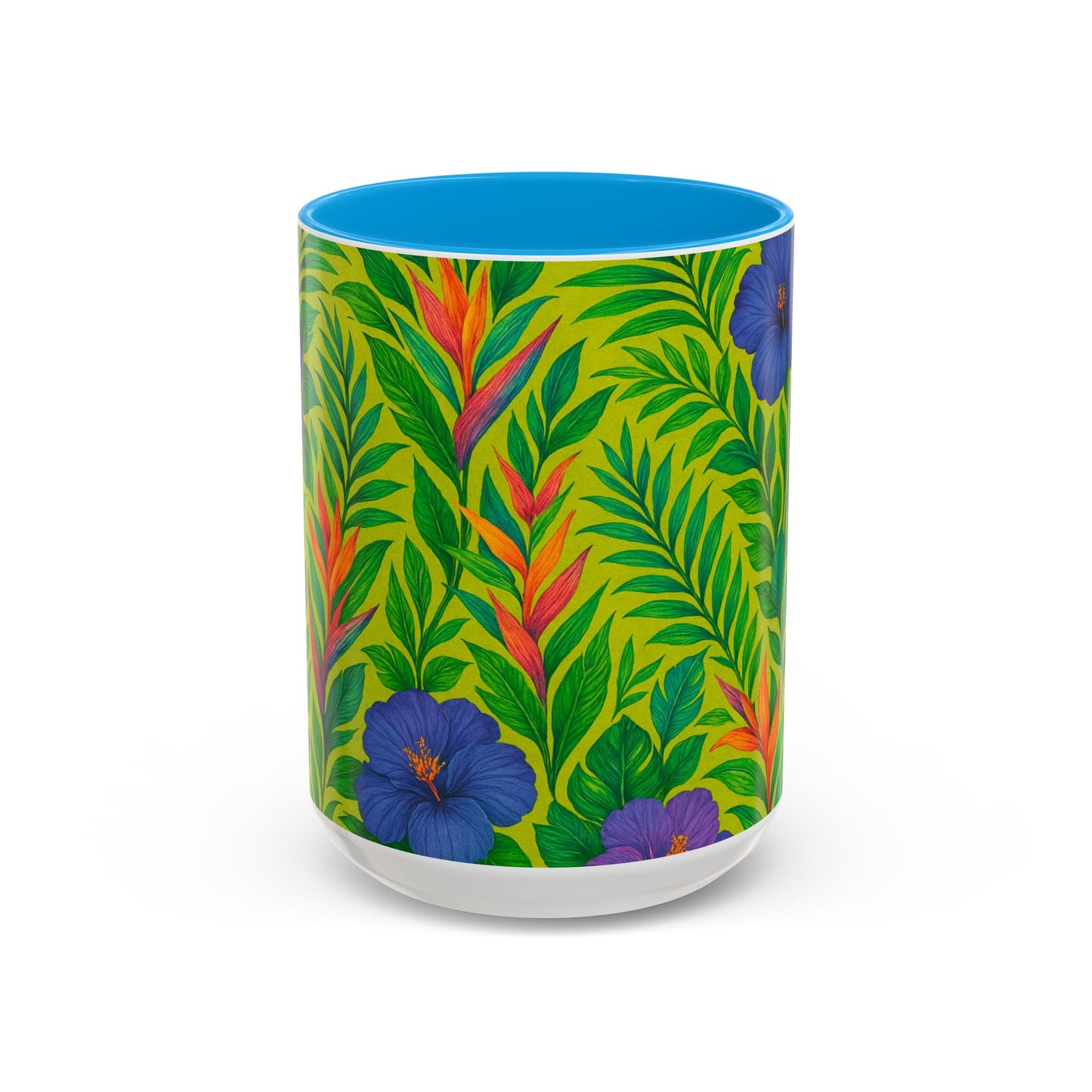 Vibrant Floral Coffee Mug - 11oz & 15oz / Midnight Flower Lime